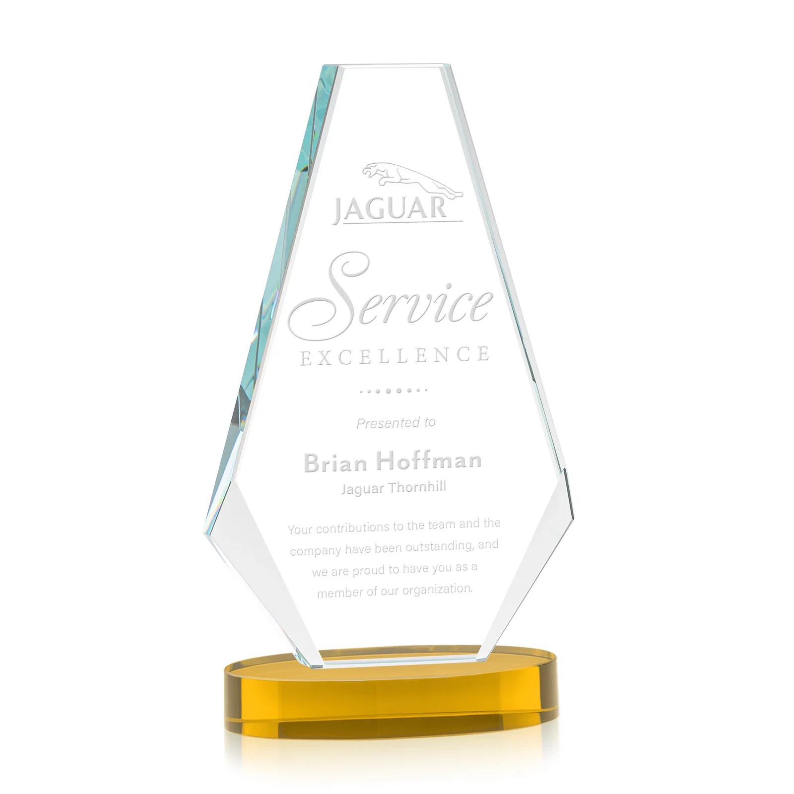 Custom Optical Crystal Award with a Symmetrical Slanted Top, awards for graduation ceremonies
