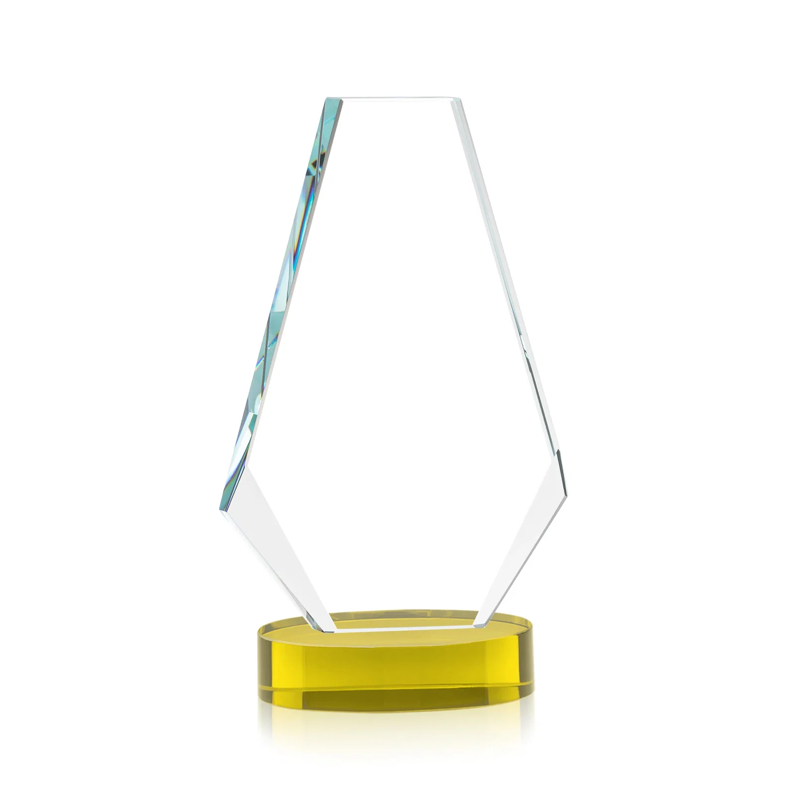 Custom engraved Optical Crystal Award with a Symmetrical Slanted Top, awards for graduation ceremonies