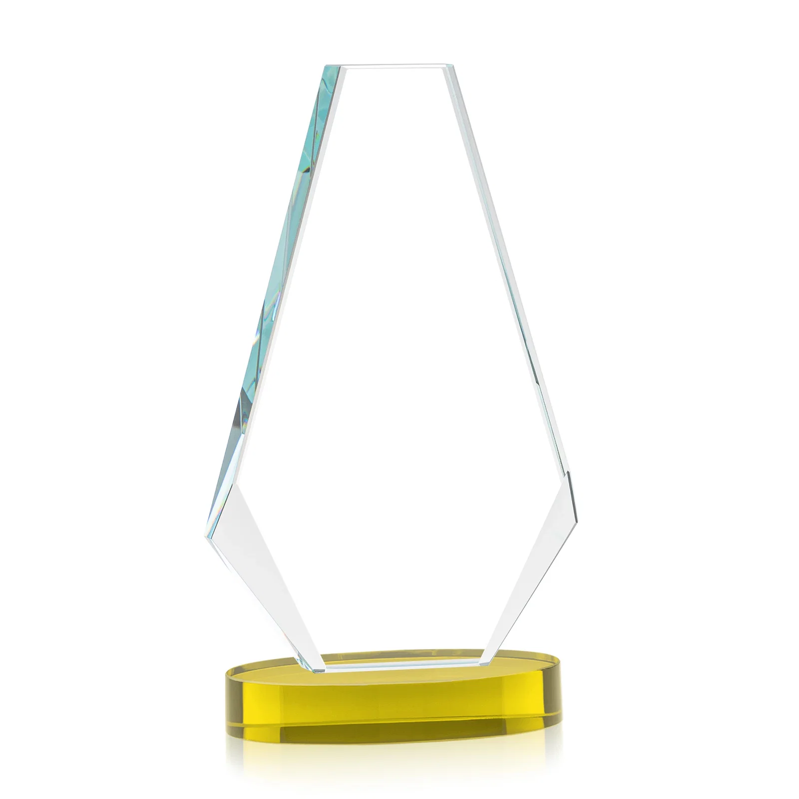 Custom engraved Optical Crystal Award with a Symmetrical Slanted Top, awards for safety achievement programs
