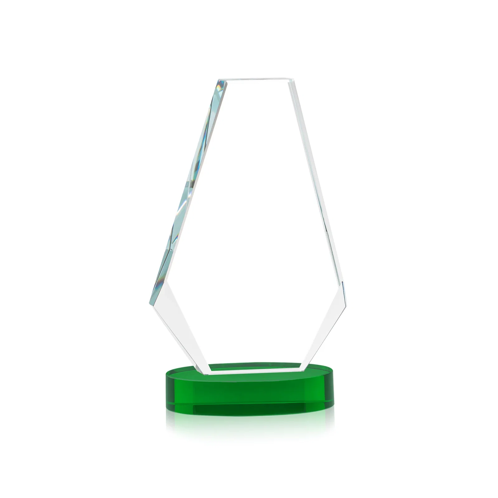 Custom engraved Optical Crystal Award with a Symmetrical Slanted Top, awards for volunteer appreciation
