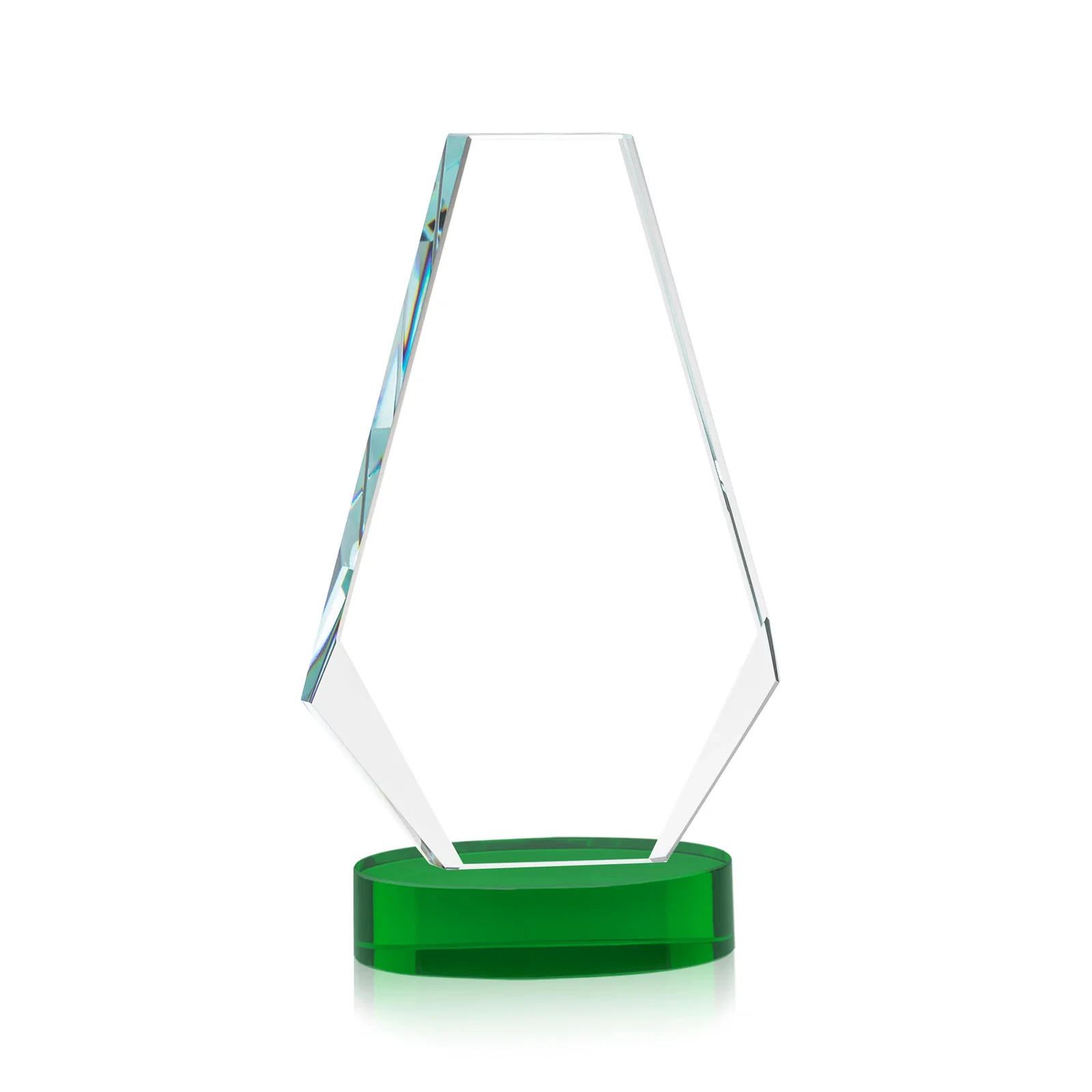 Custom engraved Optical Crystal Award with a Symmetrical Slanted Top, awards for dealer and partner awards
