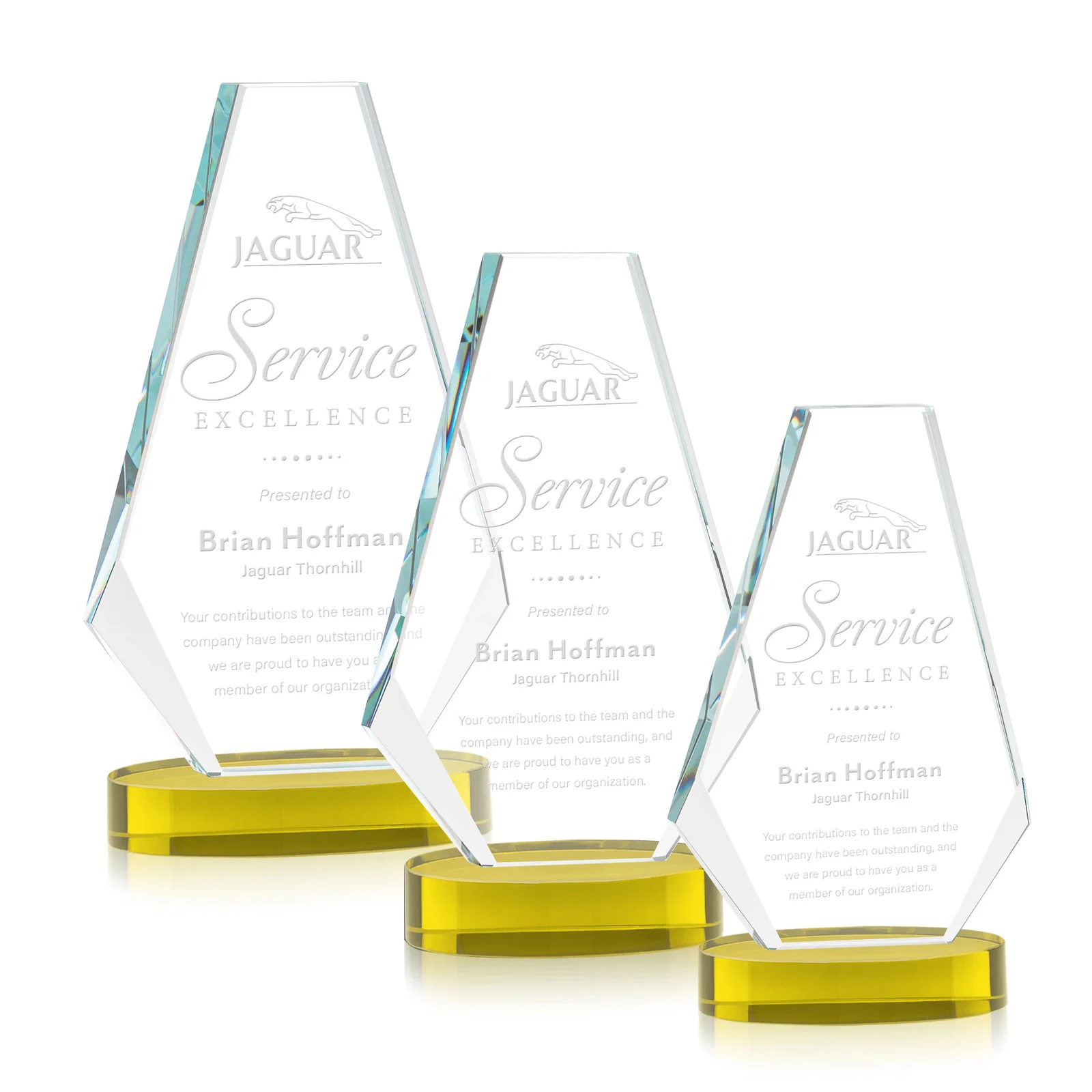 Custom Optical Crystal Award with a Symmetrical Slanted Top, awards for safety achievement programs