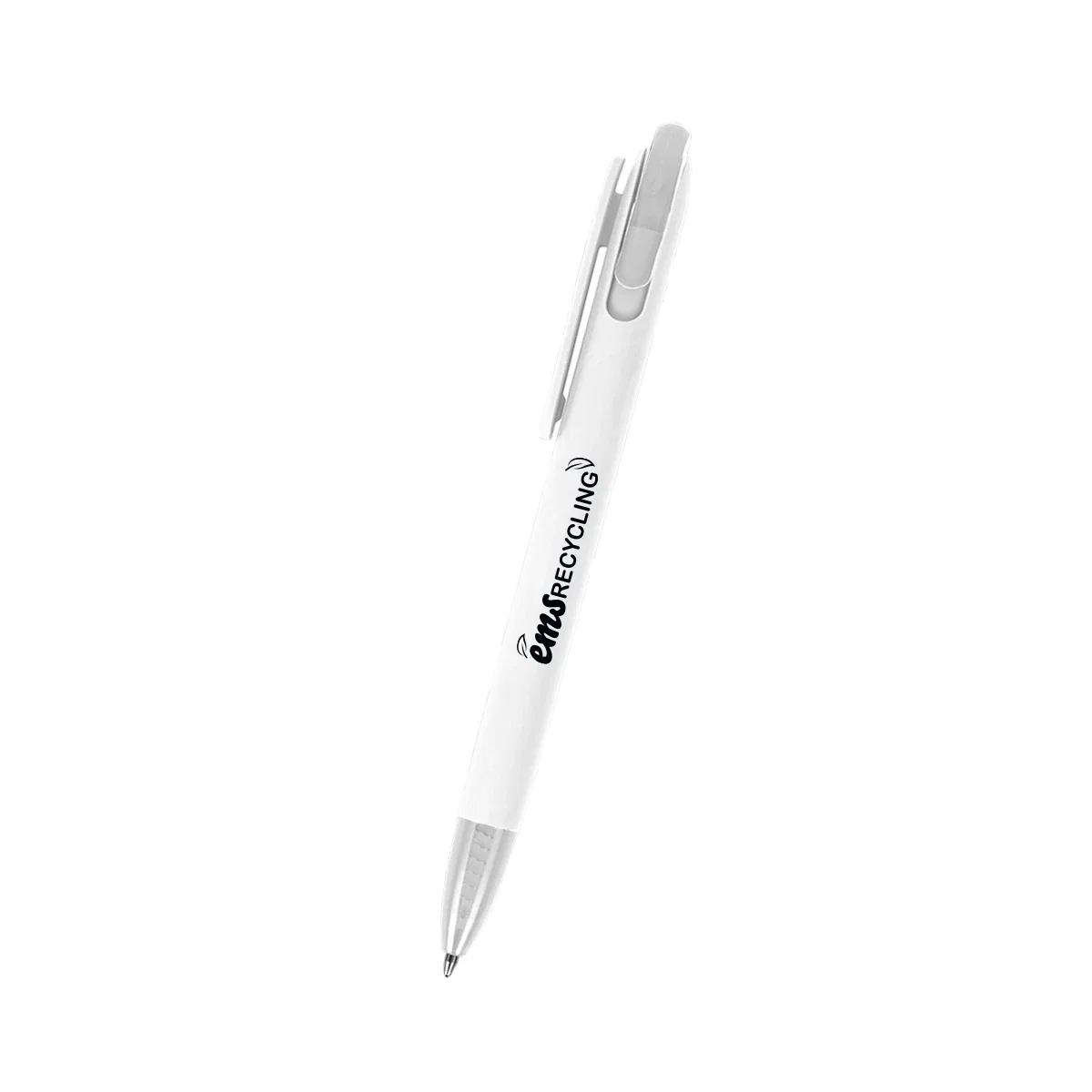 Recycled plastic click pen measuring five and a half inches
