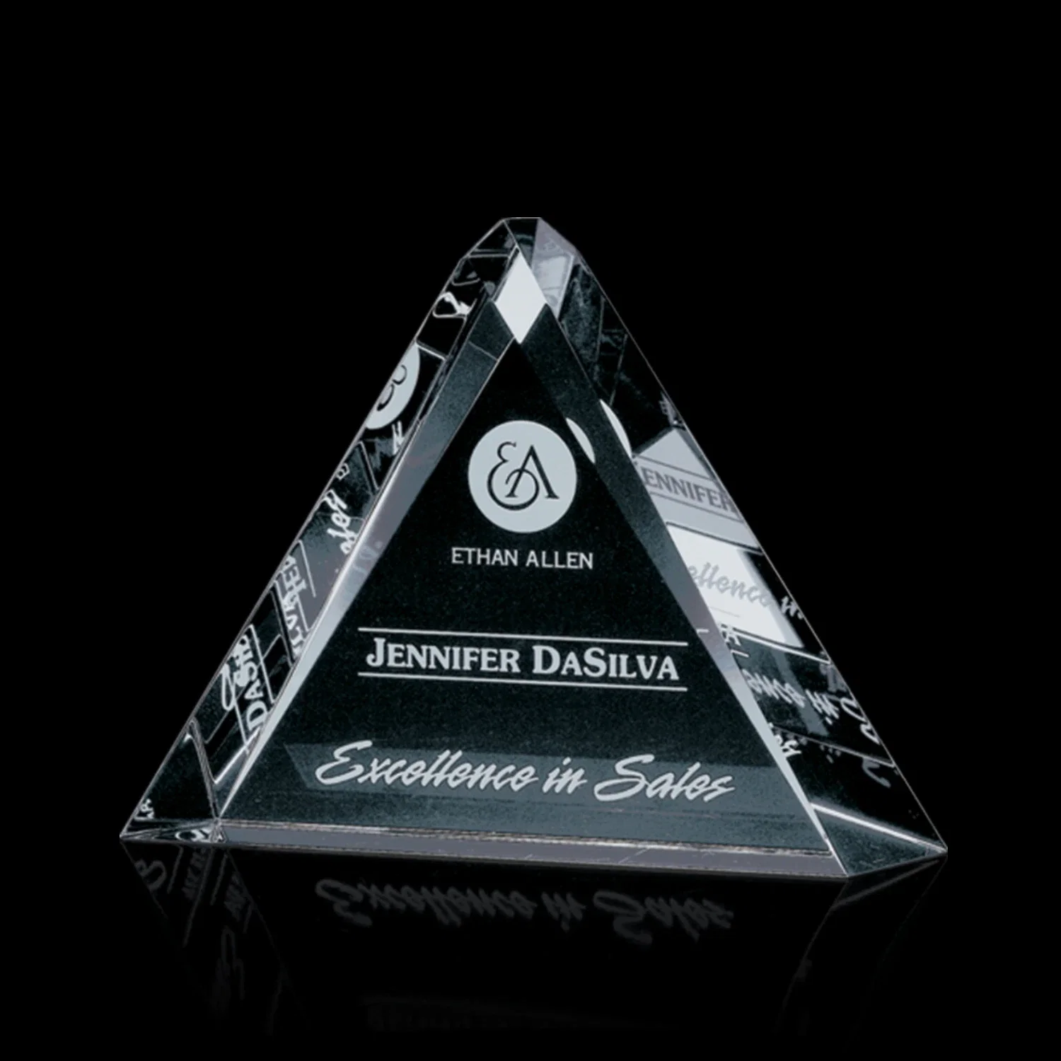 Custom Optical Crystal Triangle Award in Clear, awards for corporate award ceremonies