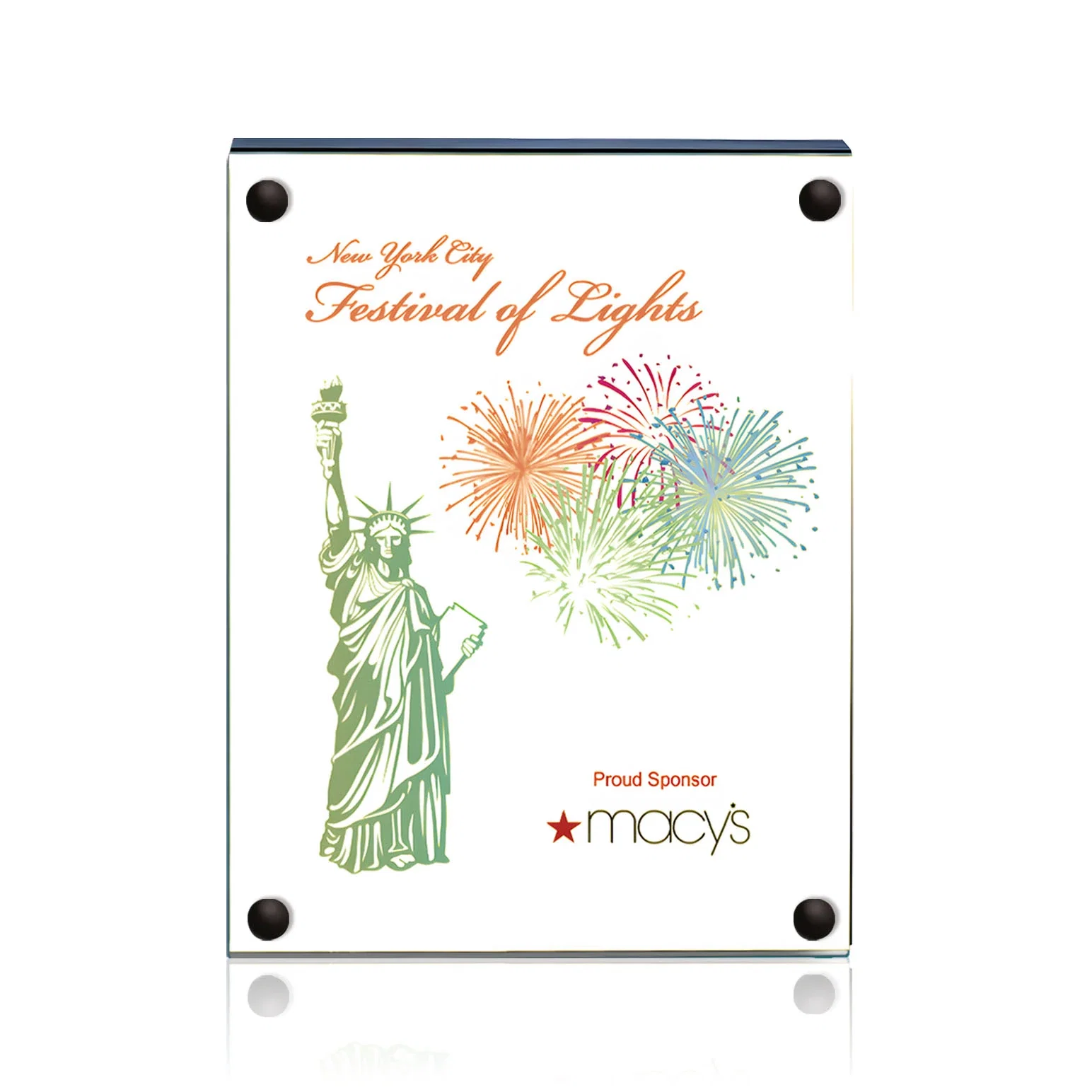 Custom Jade Glass Wall Plaque with Colored Laminate Backing for volunteer appreciation
