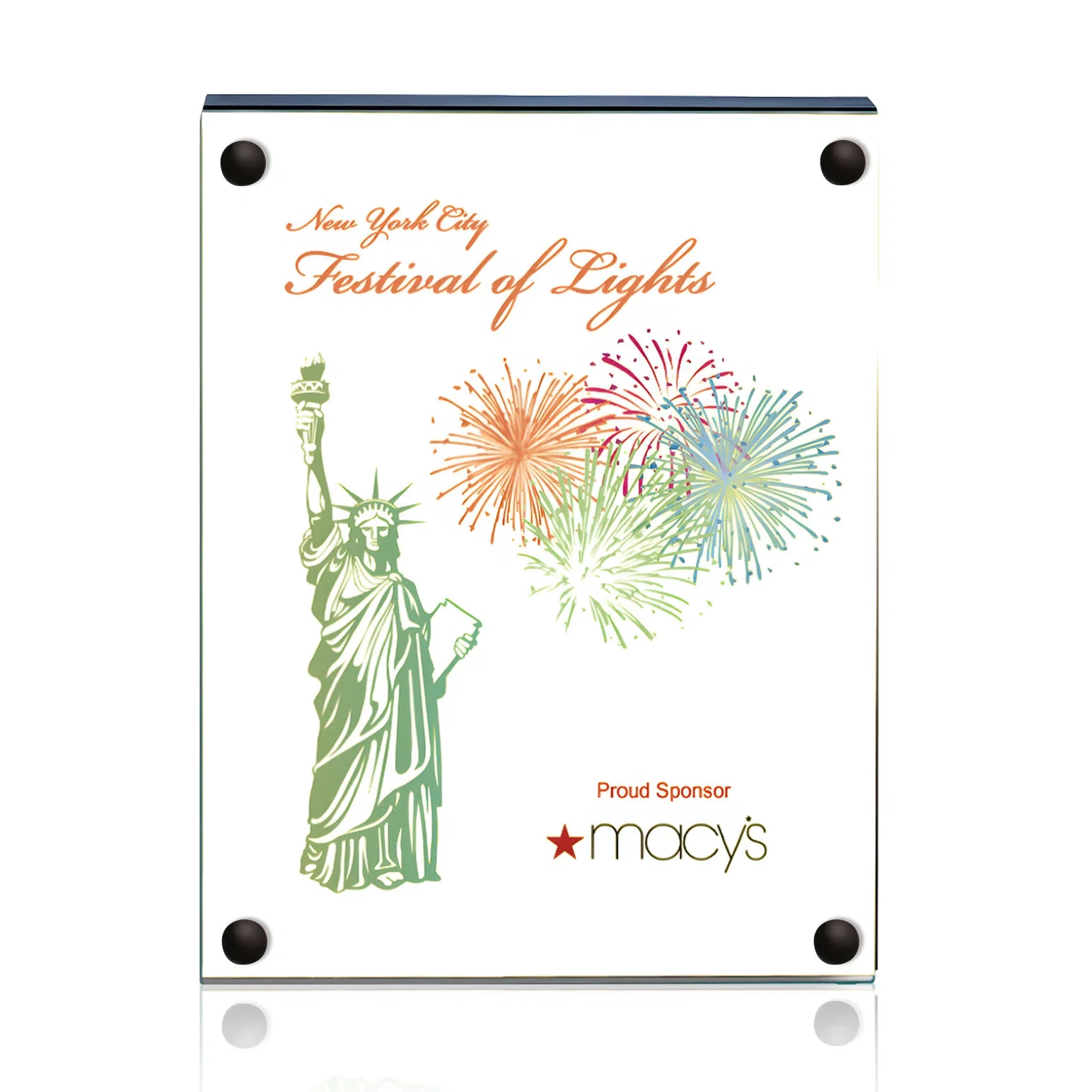 Personalized Jade Glass Wall Plaque with Colored Laminate Backing for corporate award ceremonies