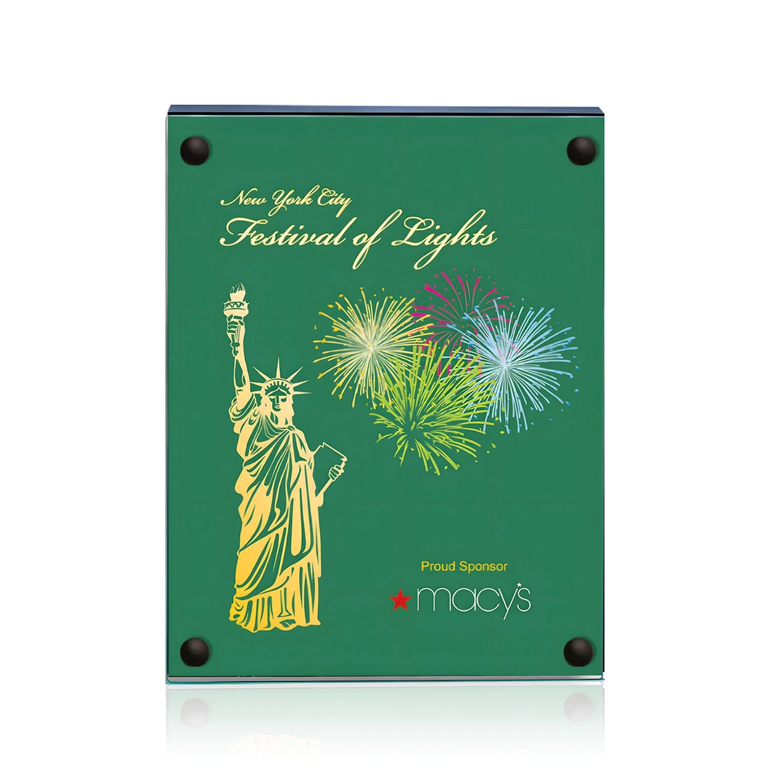 Branded Jade Glass Wall Plaque with Colored Laminate Backing for graduation ceremonies