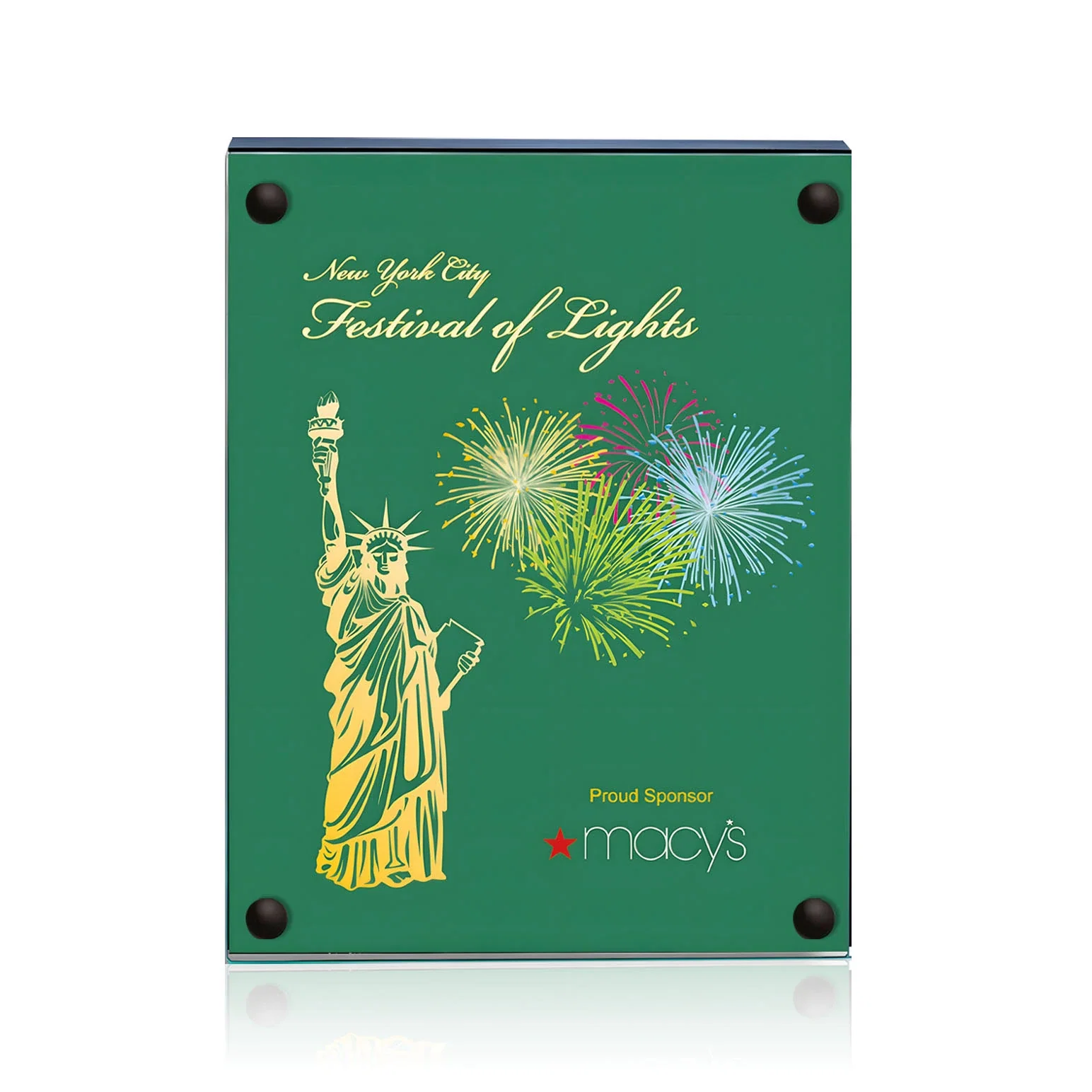 Branded Jade Glass Wall Plaque with Colored Laminate Backing for safety achievement programs
