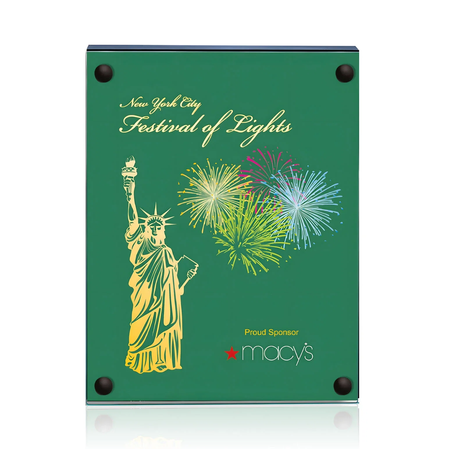 Branded Jade Glass Wall Plaque with Colored Laminate Backing for company anniversary events
