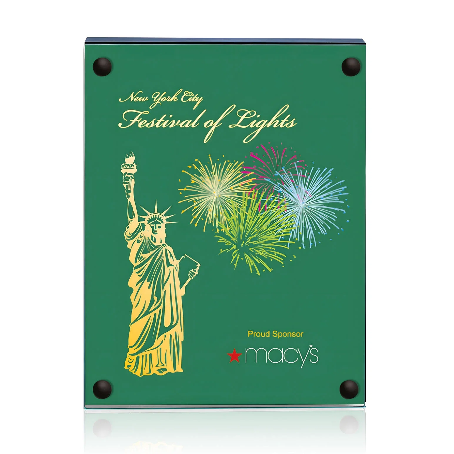Custom printed Jade Glass Wall Plaque with Colored Laminate Backing for employee recognition