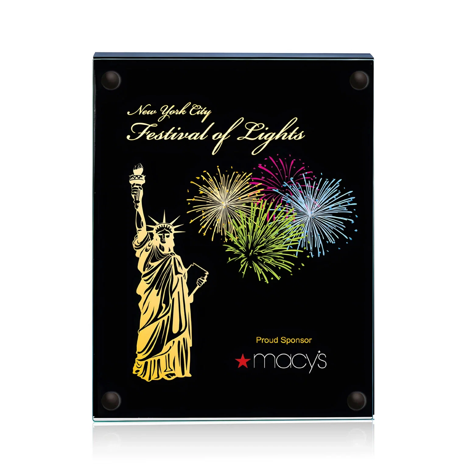 Customized Jade Glass Wall Plaque with Colored Laminate Backing for employee recognition