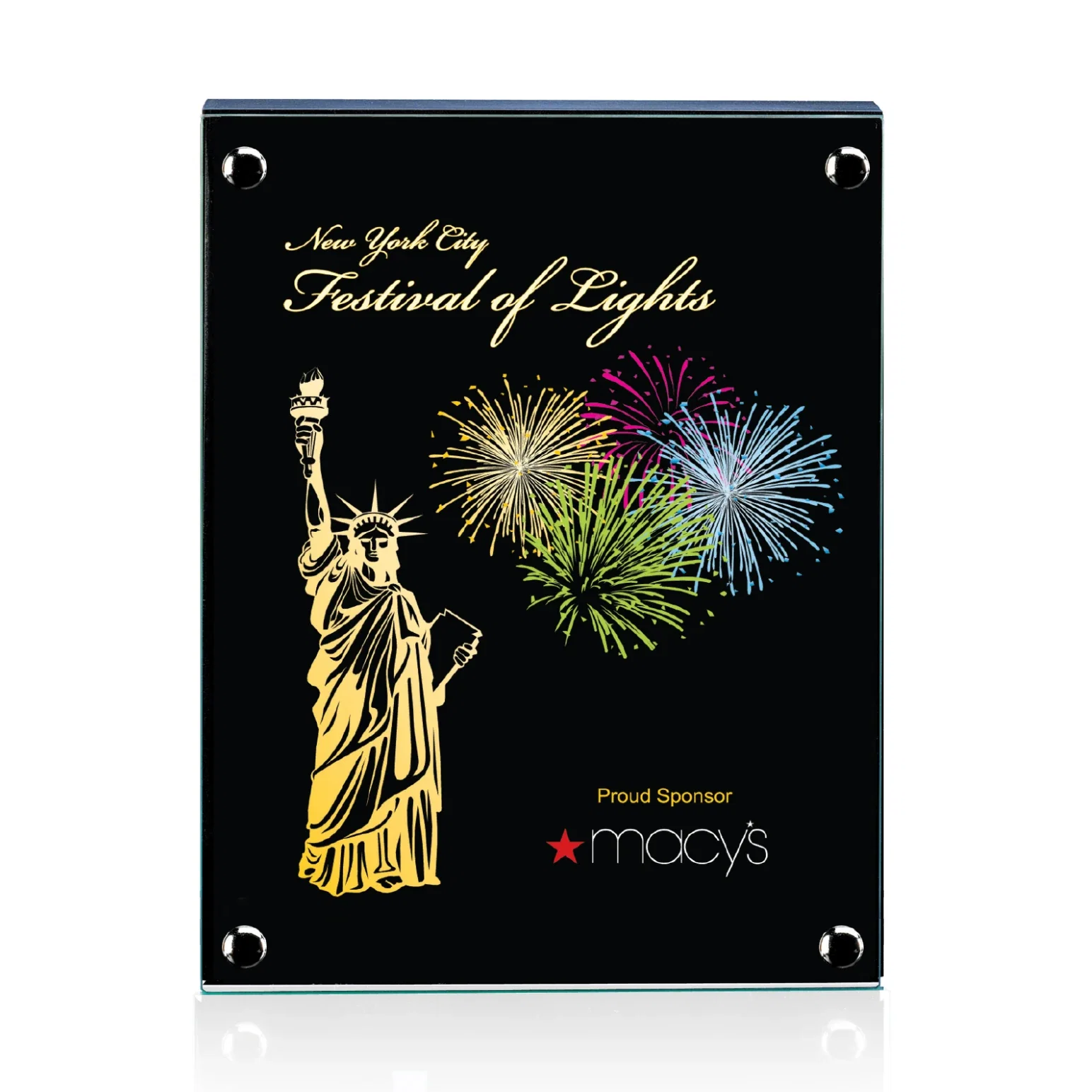 Customized Jade Glass Wall Plaque with Colored Laminate Backing for service anniversary gifts