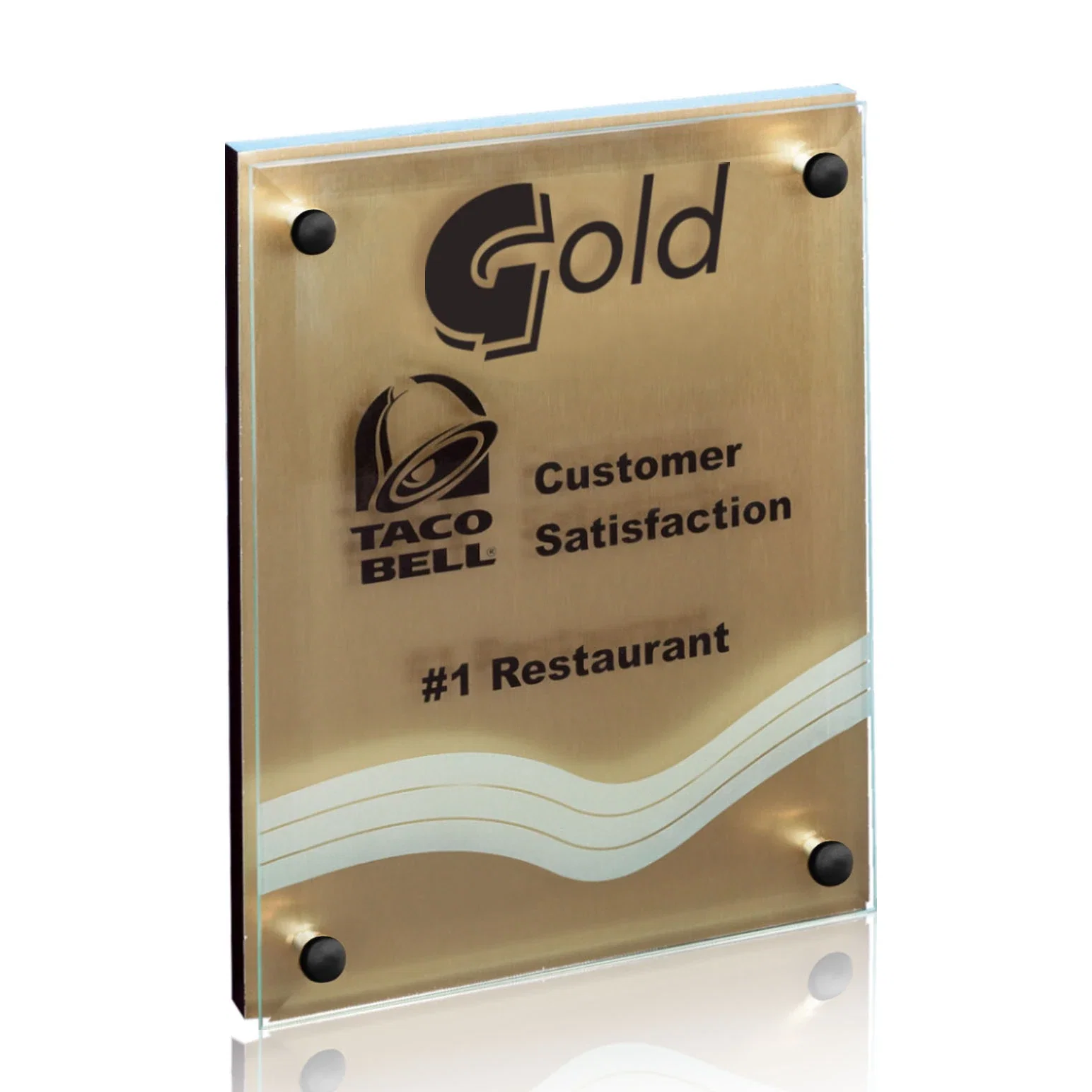 Custom Jade Glass Wall Plaque with Metallic Aluminum Backing for dealer and partner awards