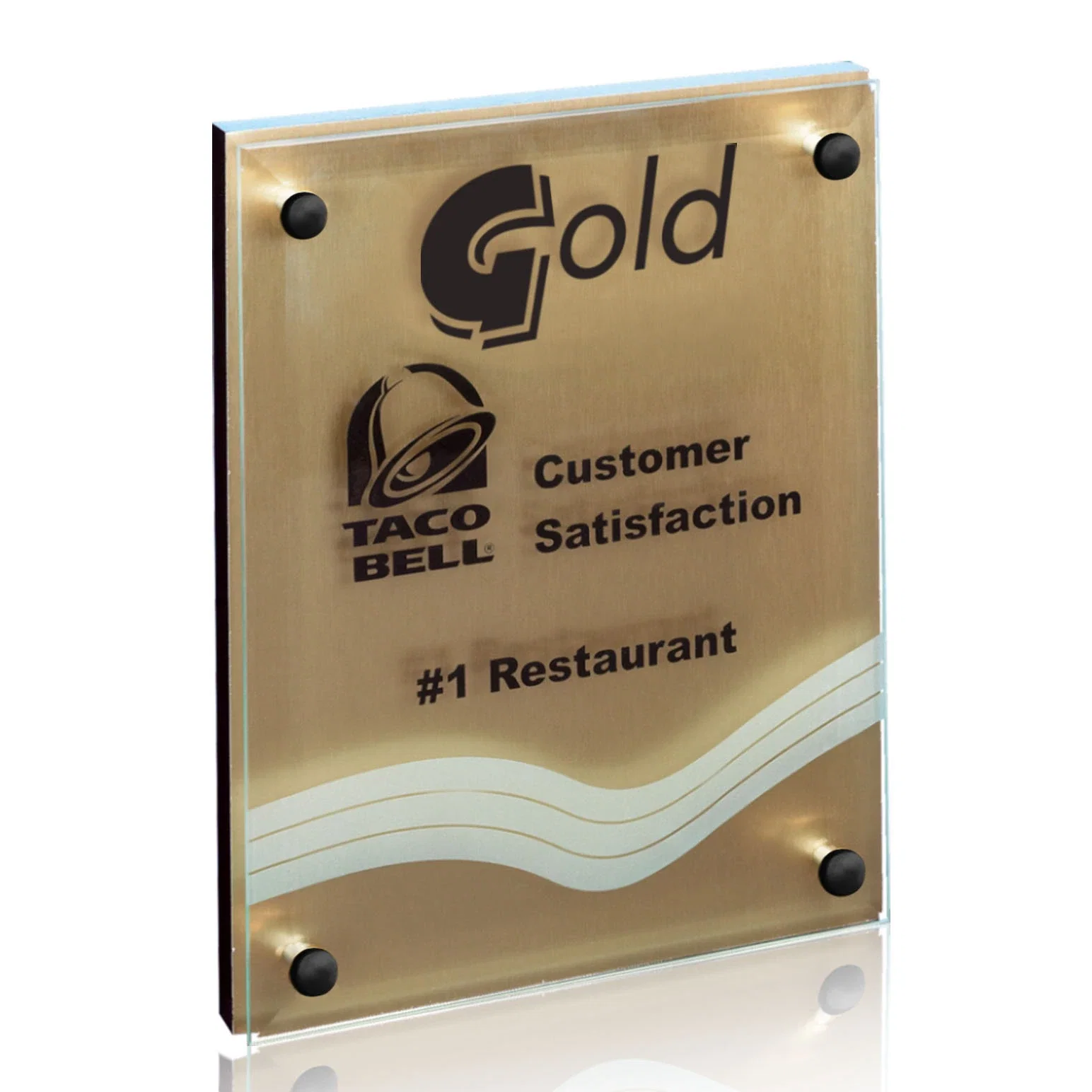 Personalized Jade Glass Wall Plaque with Metallic Aluminum Backing for employee recognition