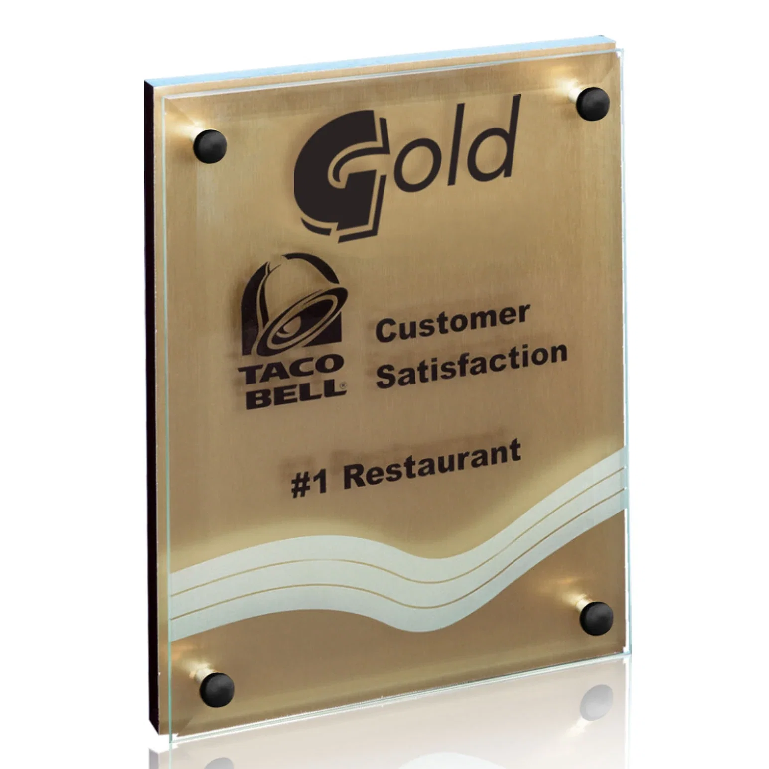 Personalized Jade Glass Wall Plaque with Metallic Aluminum Backing for corporate award ceremonies
