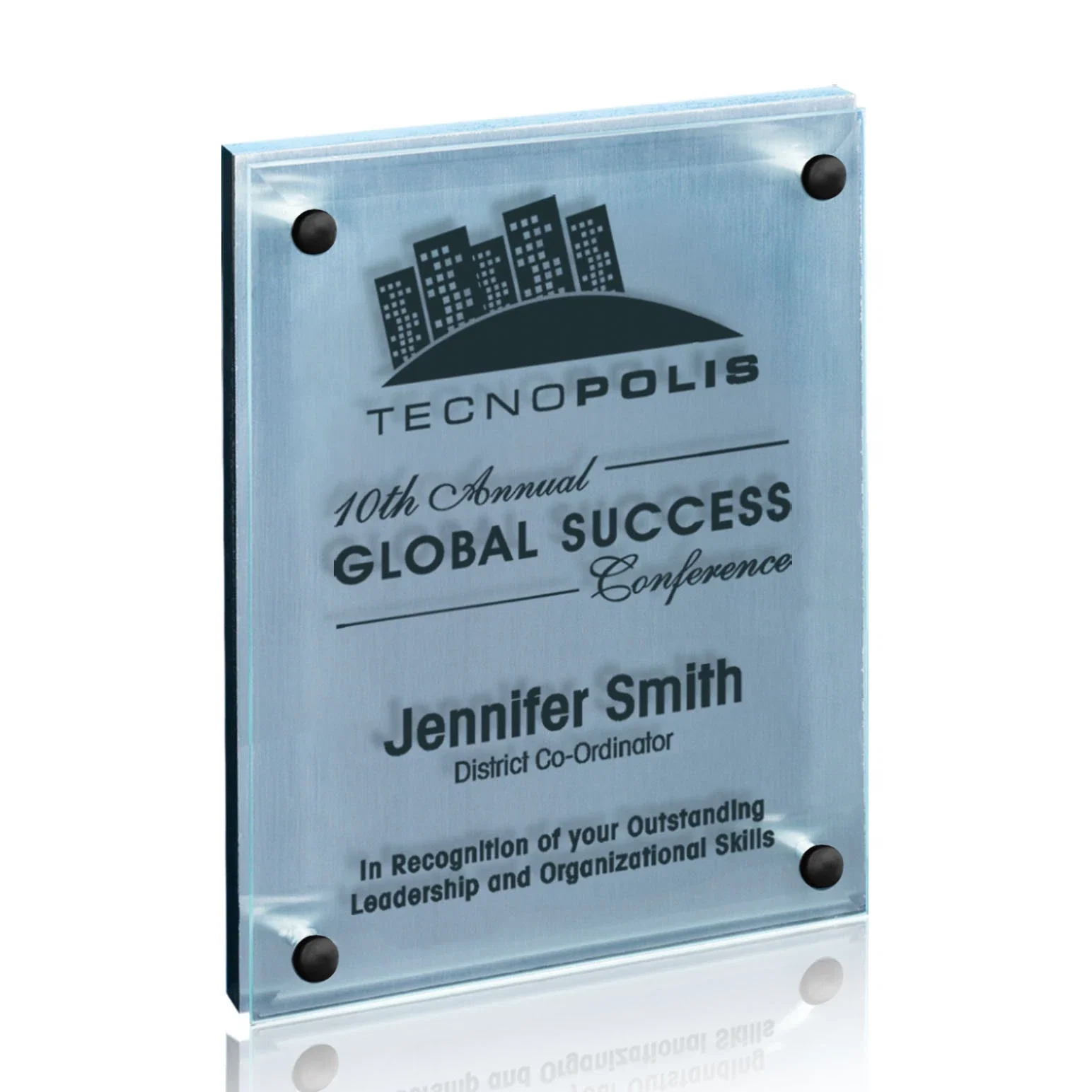 Custom Jade Glass Wall Plaque with Metallic Aluminum Backing for sales achievement awards