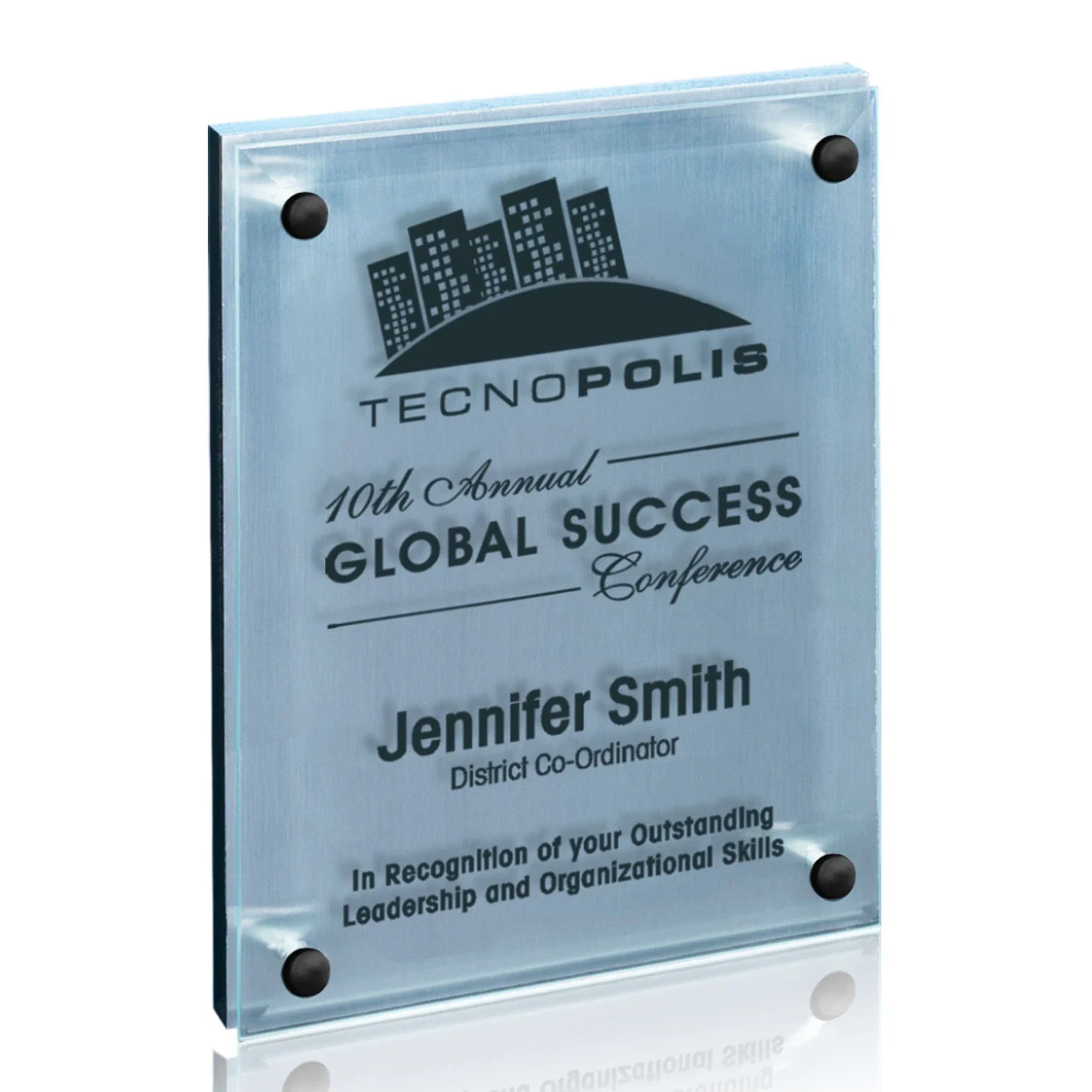 Custom Jade Glass Wall Plaque with Metallic Aluminum Backing for team milestone celebrations