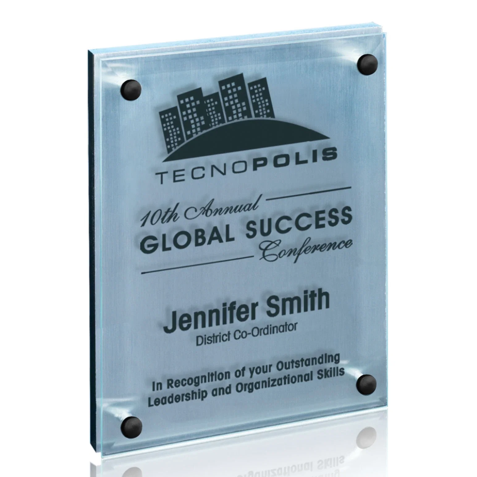 Custom Jade Glass Wall Plaque with Metallic Aluminum Backing for donor appreciation