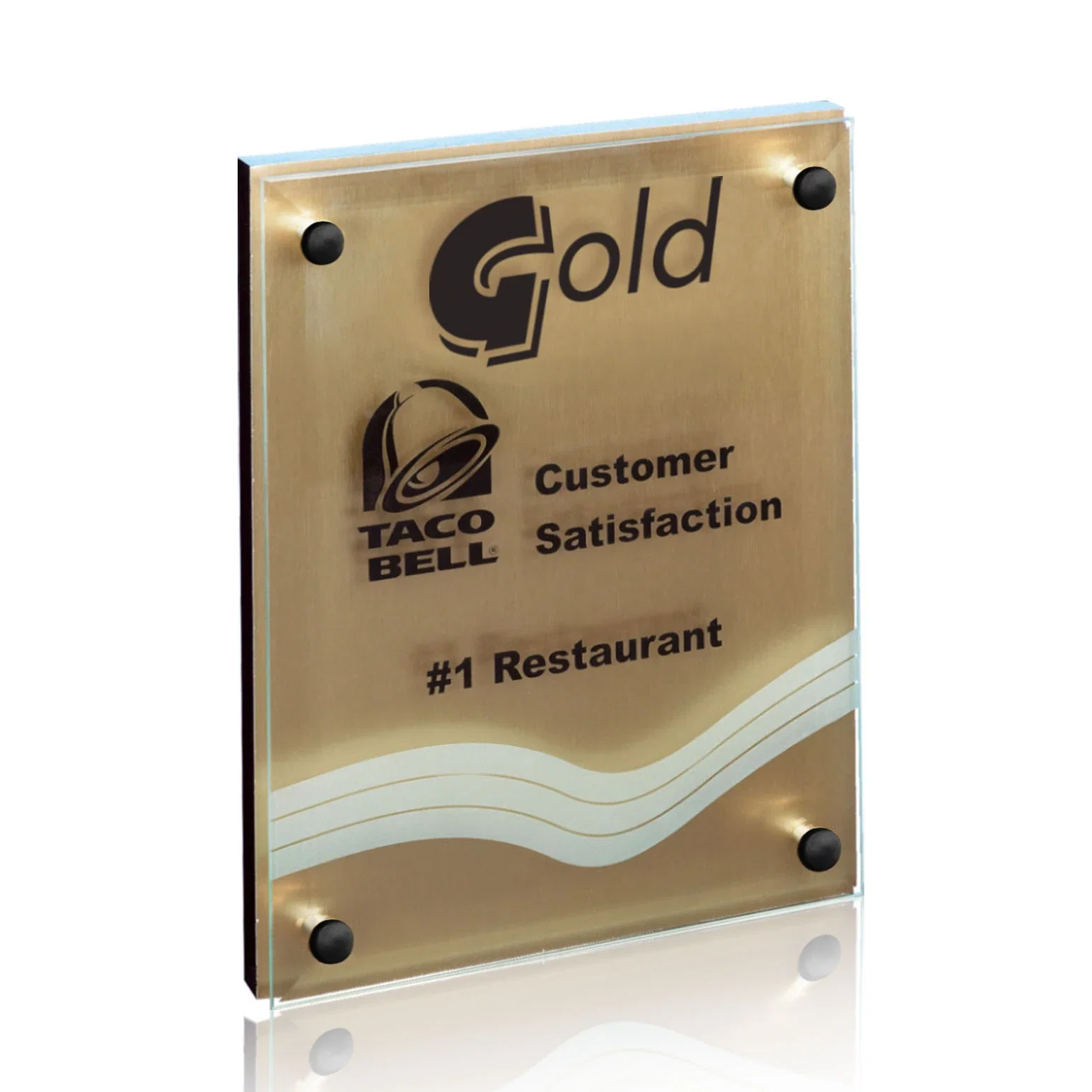 Custom Jade Glass Wall Plaque with Metallic Aluminum Backing for safety achievement programs
