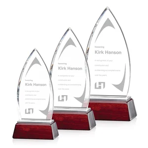 Starfire Crystal Summit Award on Two-Part Aluminum and Rosewood Base
