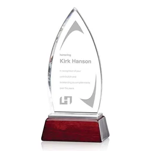 Starfire Crystal Summit Award on Two-Part Aluminum and Rosewood Base