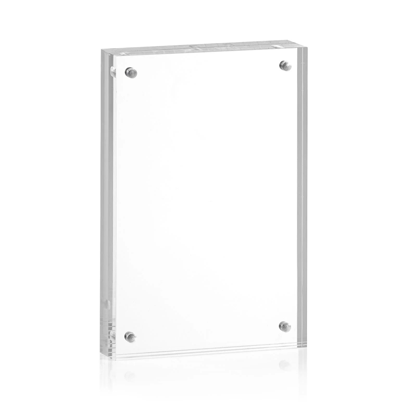 Personalized Acrylic Rectangle Award Held by Four Magnetic Corner Pins for employee recognition