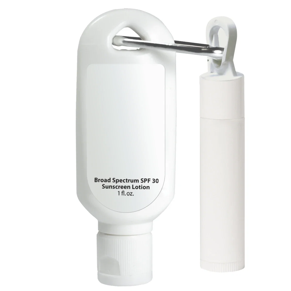 Travel sun care duo standing about three inches tall