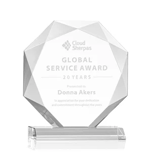 Starfire Crystal Octagon Award on Front-Mitered Base