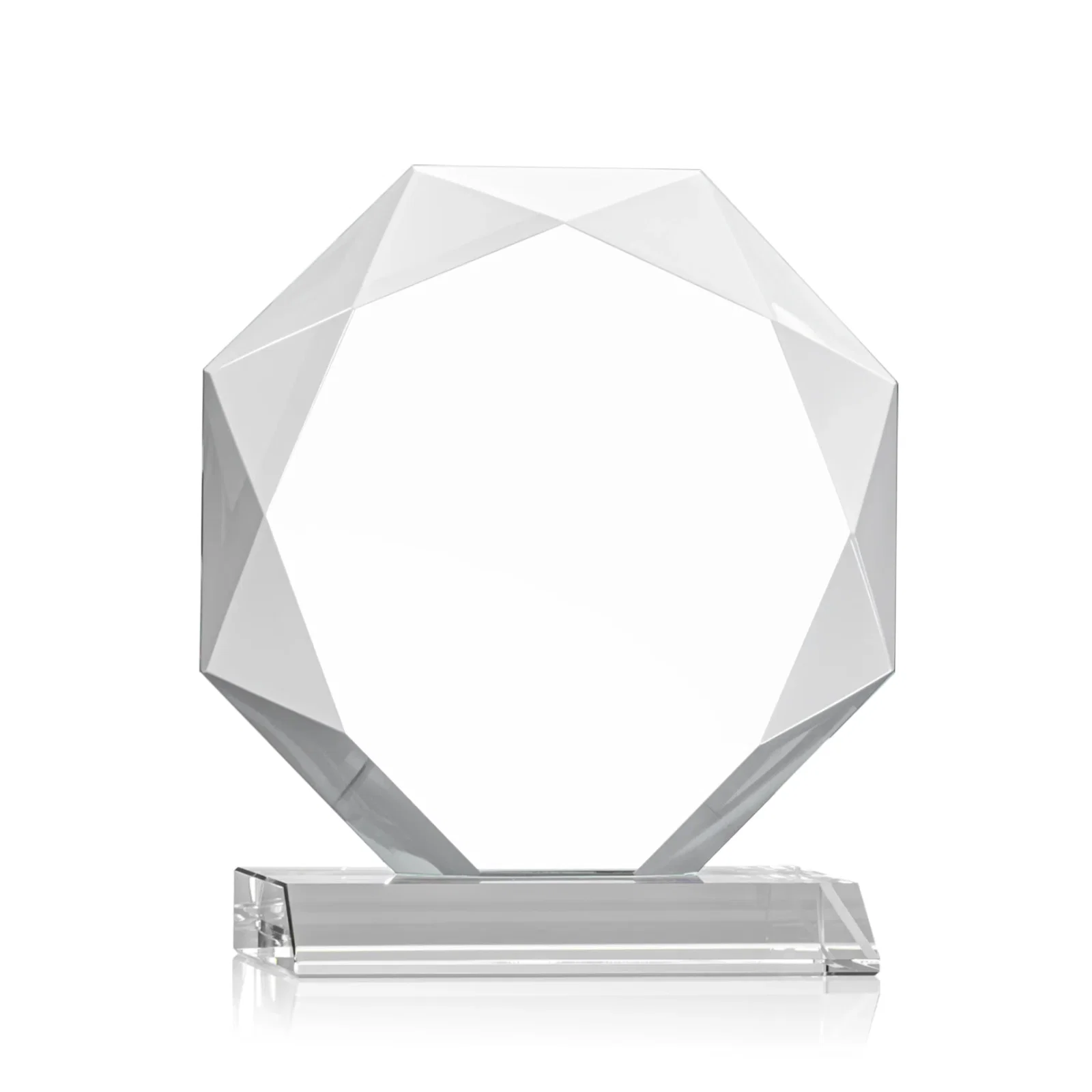 Customized Starfire Crystal Octagon Award on Front-Mitered Base, awards for retirement presentations