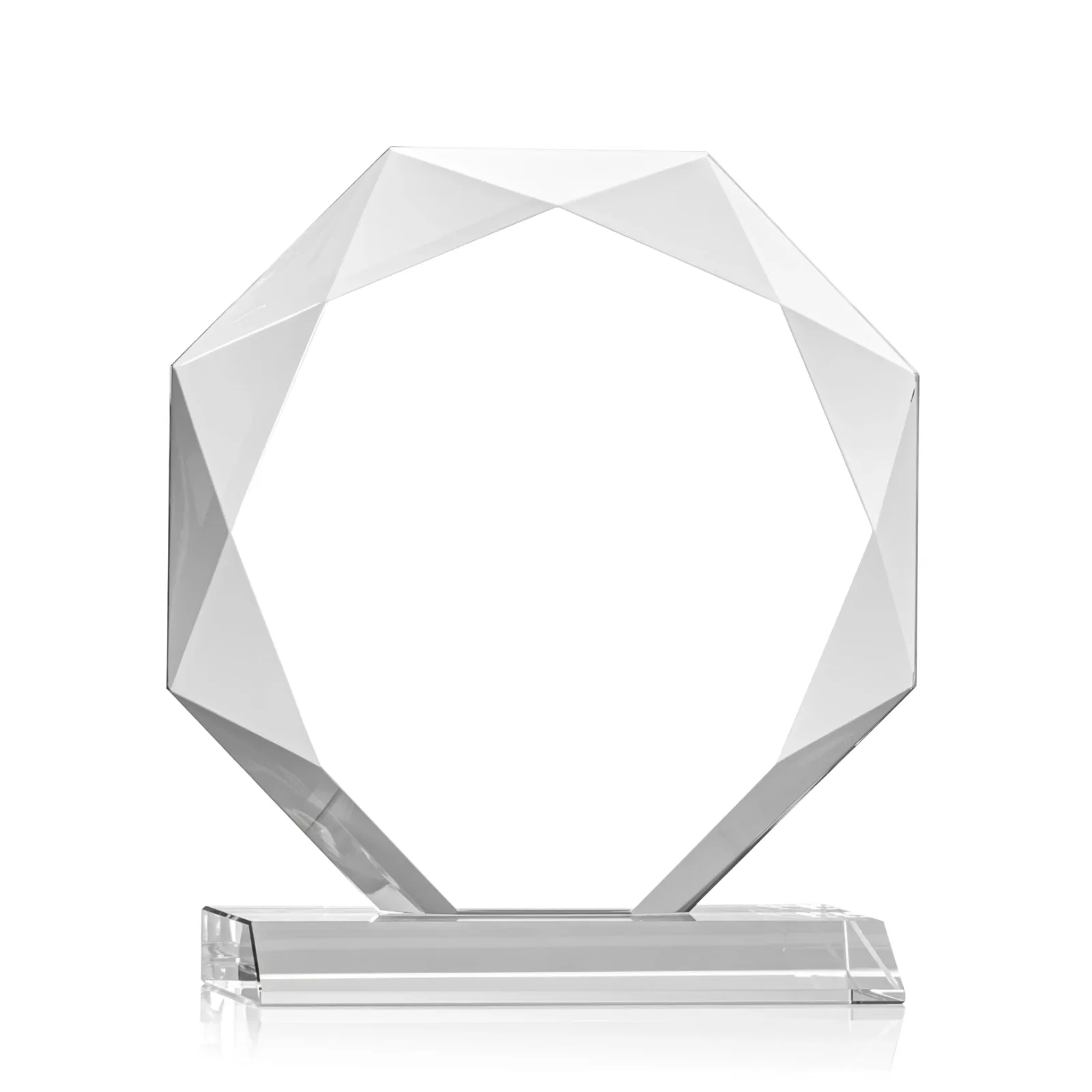 Customized Starfire Crystal Octagon Award on Front-Mitered Base, awards for team milestone celebrations