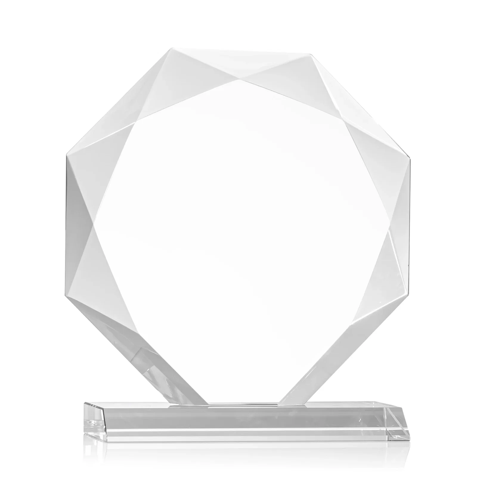Customized Starfire Crystal Octagon Award on Front-Mitered Base, awards for donor appreciation