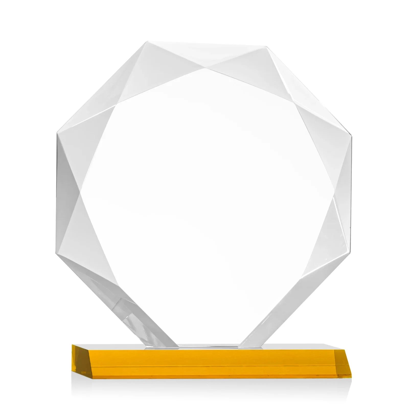 Customized Starfire Crystal Octagon Award on Front-Mitered Base, awards for volunteer appreciation