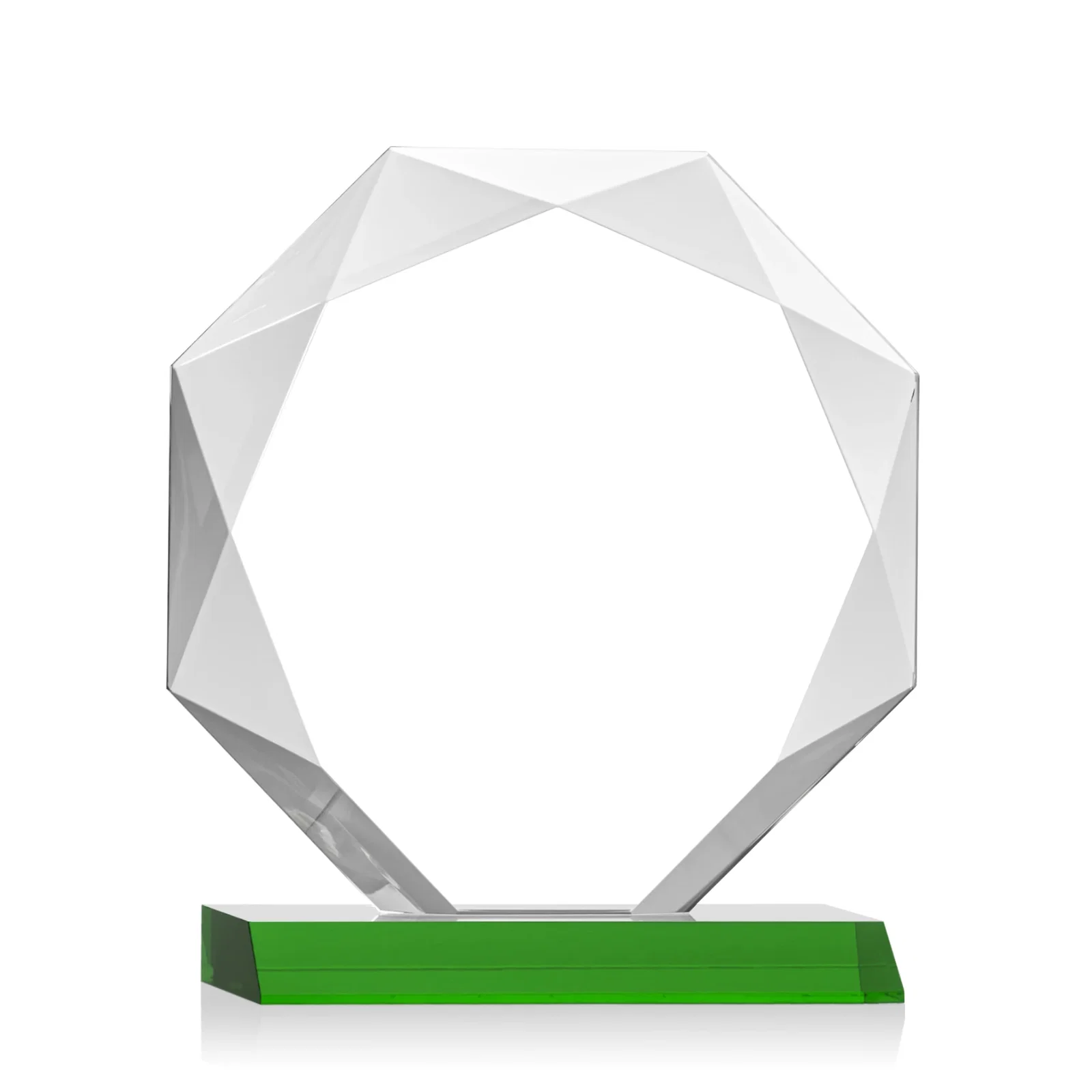 Customized Starfire Crystal Octagon Award on Front-Mitered Base, awards for company anniversary events