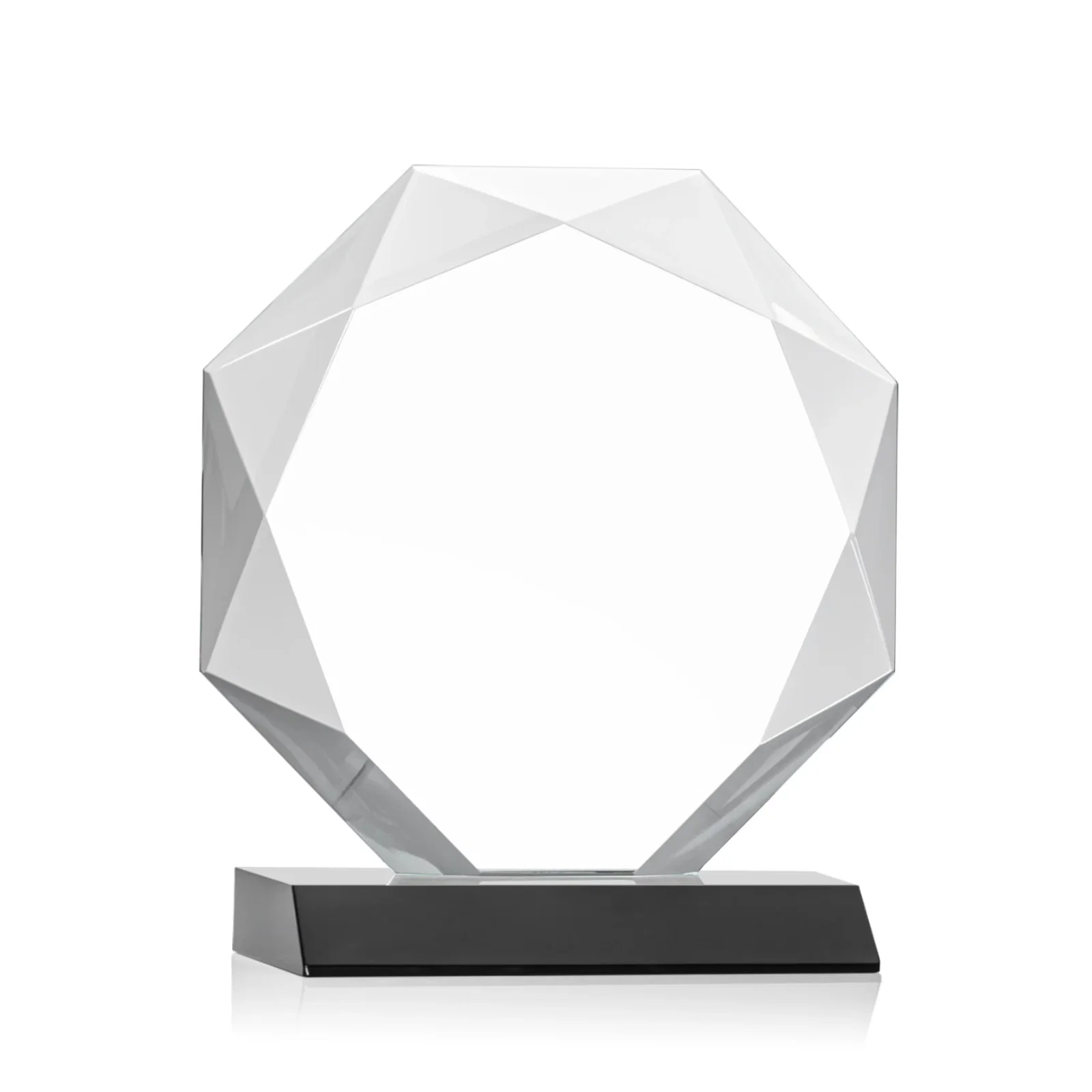 Custom engraved Starfire Crystal Octagon Award on Front-Mitered Base, awards for corporate award ceremonies