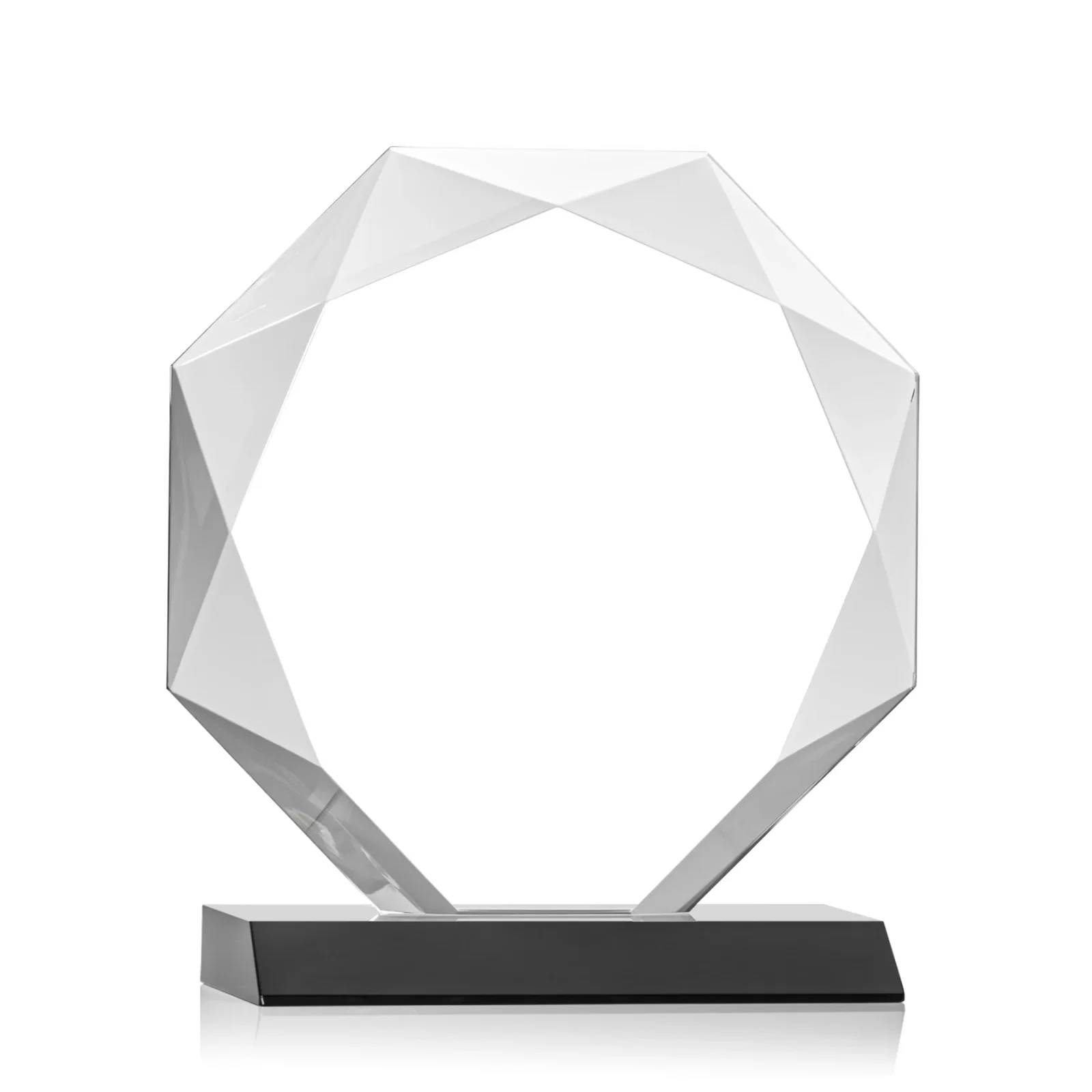 Custom engraved Starfire Crystal Octagon Award on Front-Mitered Base, awards for service anniversary gifts
