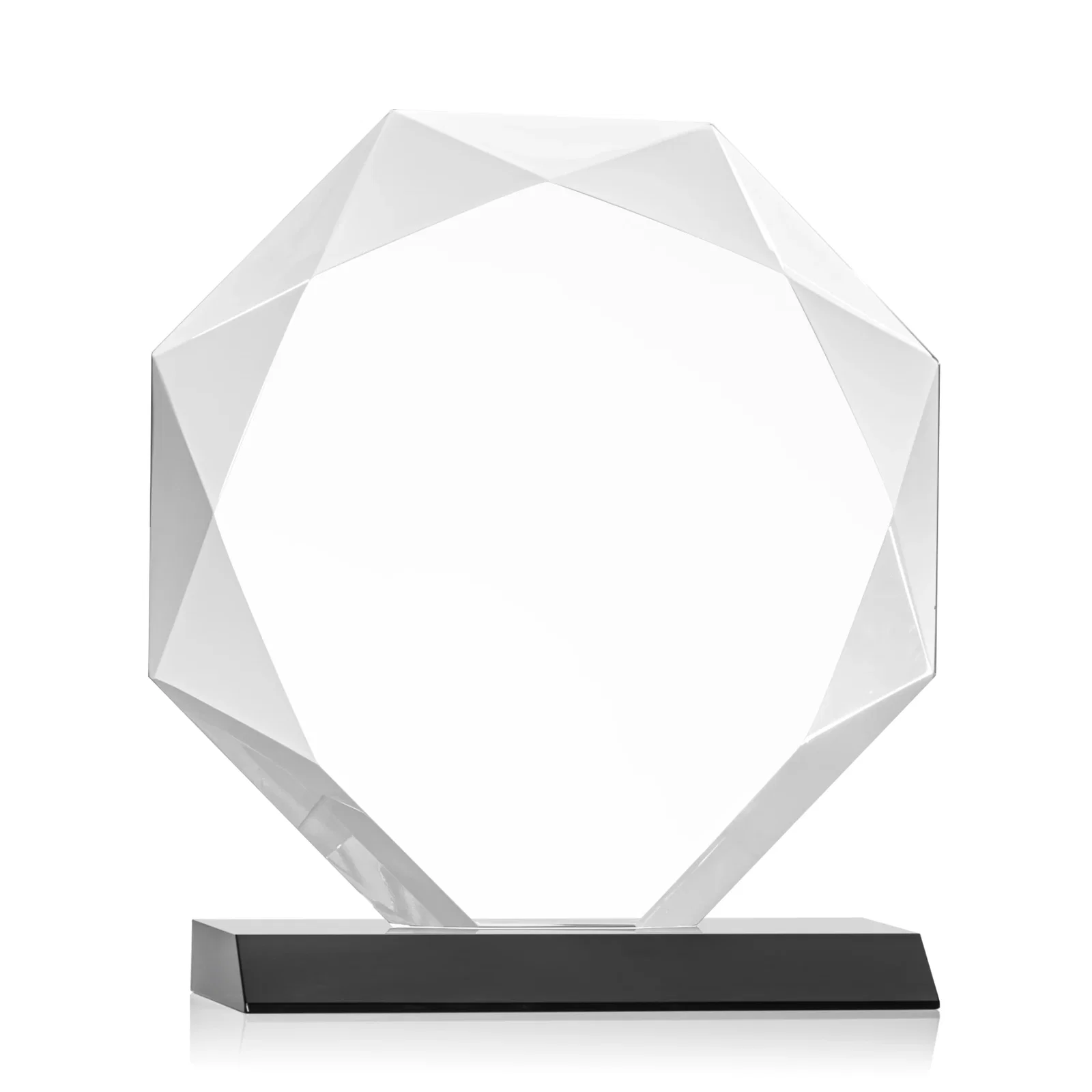 Custom engraved Starfire Crystal Octagon Award on Front-Mitered Base, awards for sales achievement awards