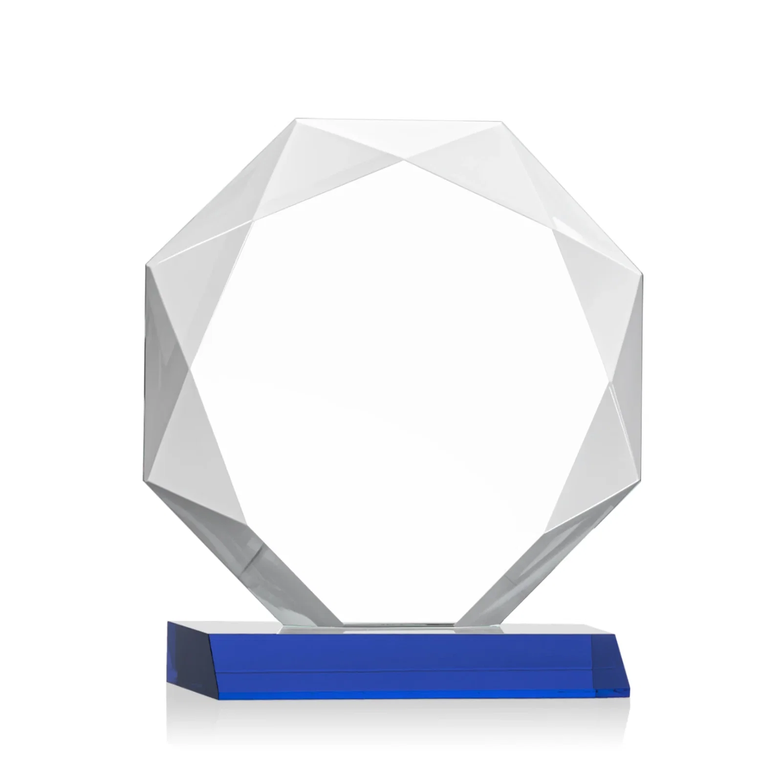 Custom engraved Starfire Crystal Octagon Award on Front-Mitered Base, awards for retirement presentations
