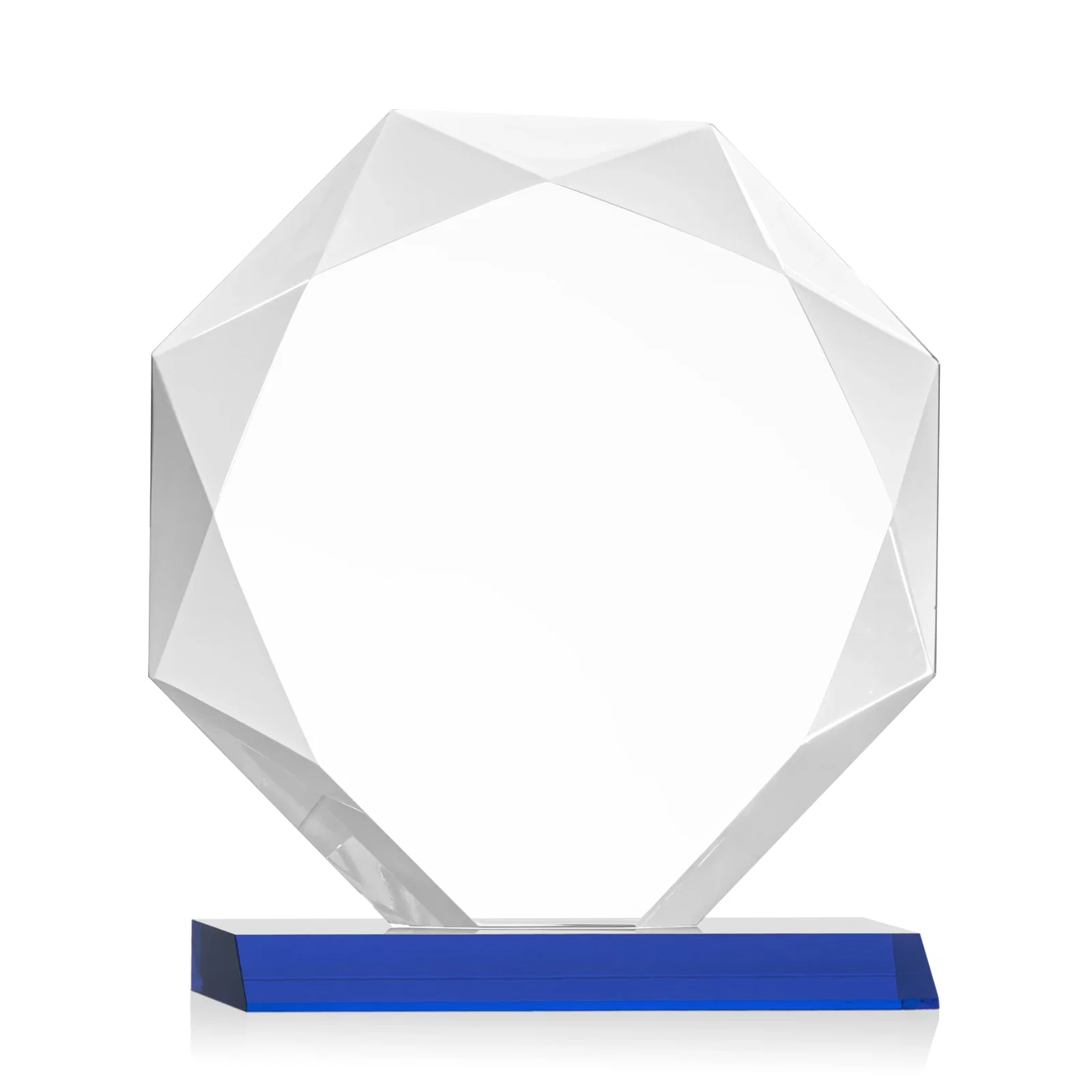 Custom engraved Starfire Crystal Octagon Award on Front-Mitered Base, awards for donor appreciation