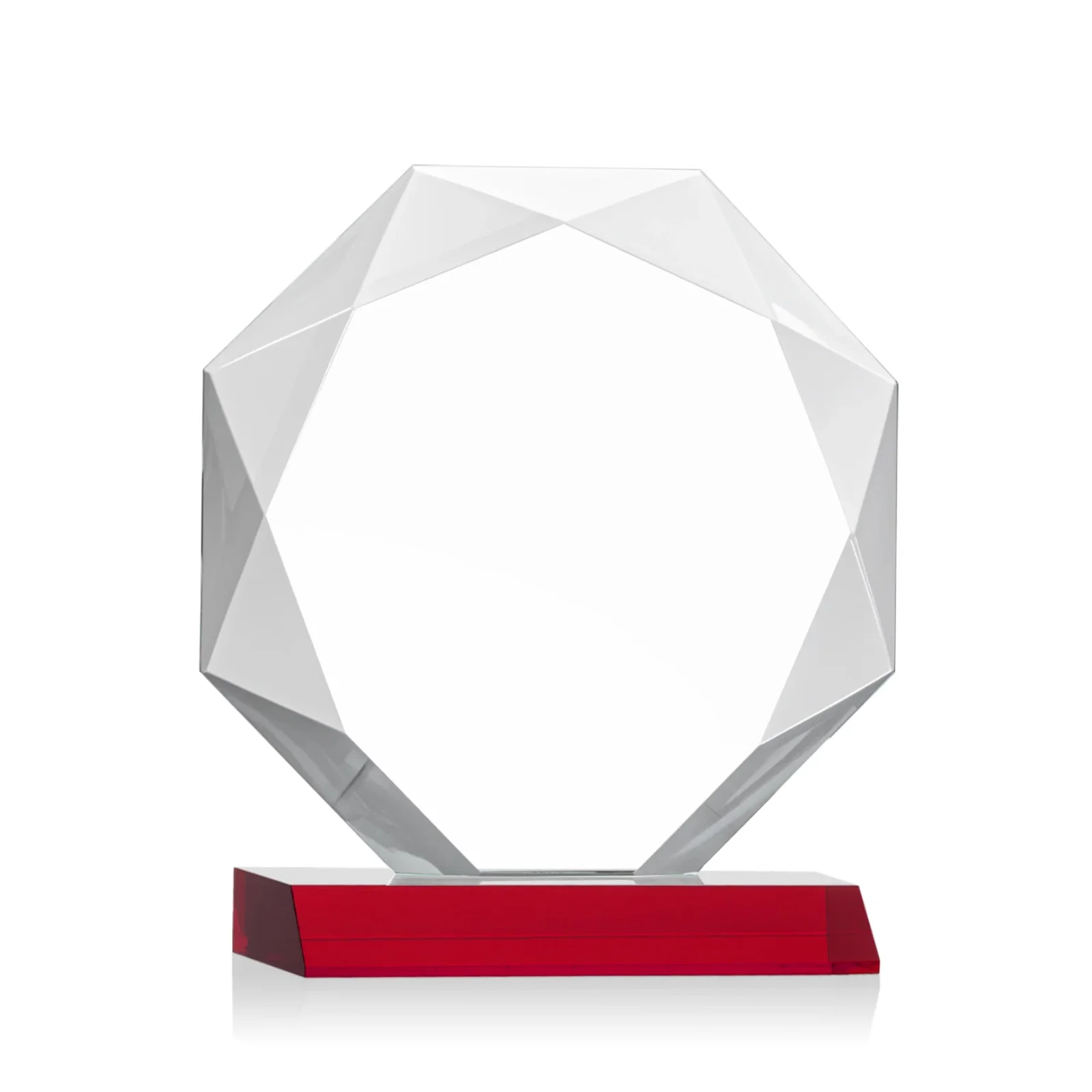 Custom engraved Starfire Crystal Octagon Award on Front-Mitered Base, awards for graduation ceremonies