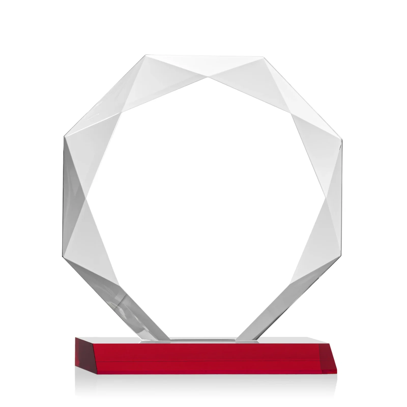 Custom engraved Starfire Crystal Octagon Award on Front-Mitered Base, awards for safety achievement programs