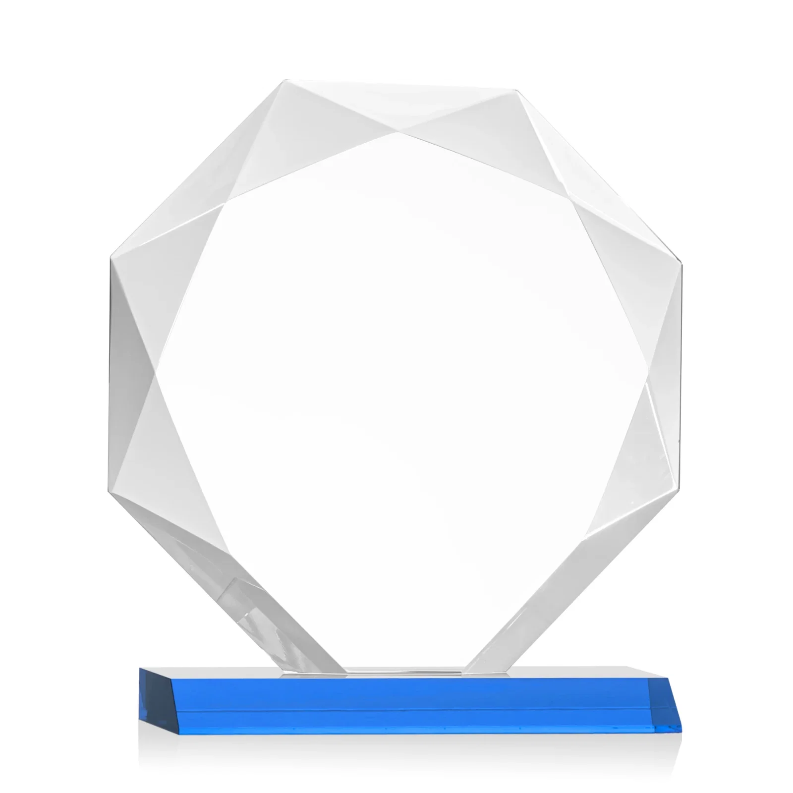 Custom Starfire Crystal Octagon Award on Front-Mitered Base, awards, with your logo for employee recognition