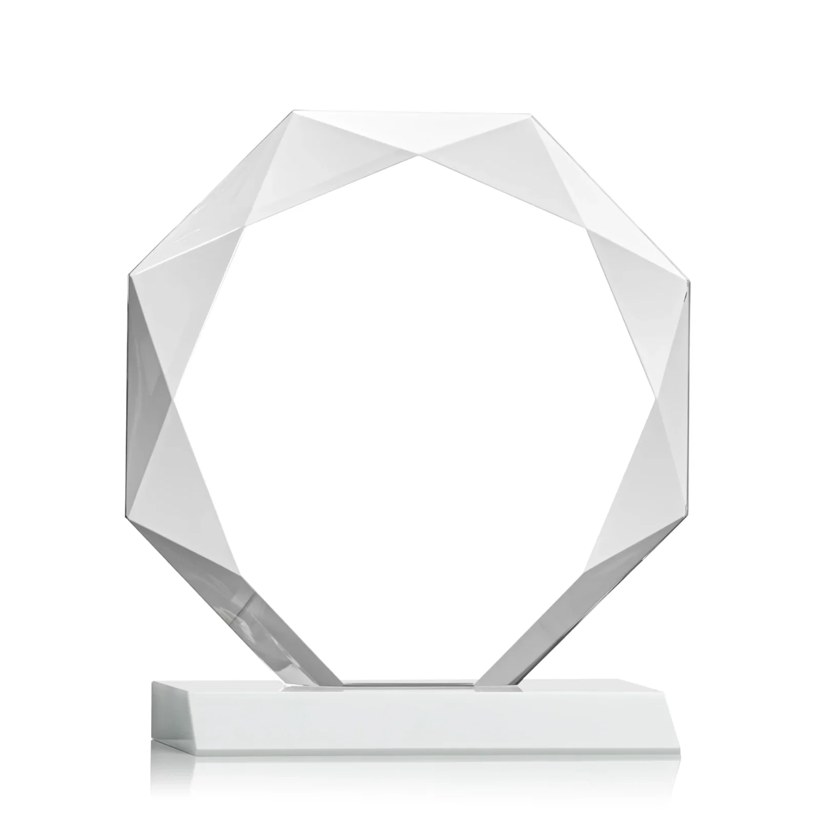 Custom Starfire Crystal Octagon Award on Front-Mitered Base, awards, with your logo for service anniversary gifts