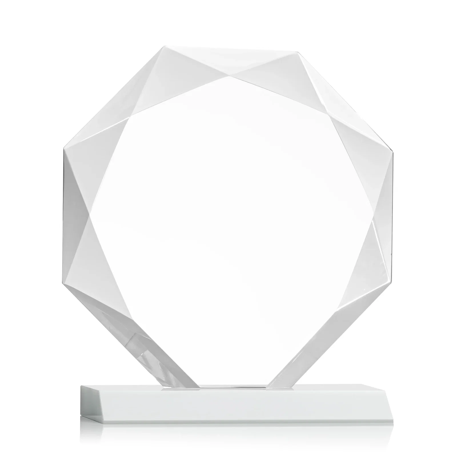 Custom Starfire Crystal Octagon Award on Front-Mitered Base, awards, with your logo for sales achievement awards