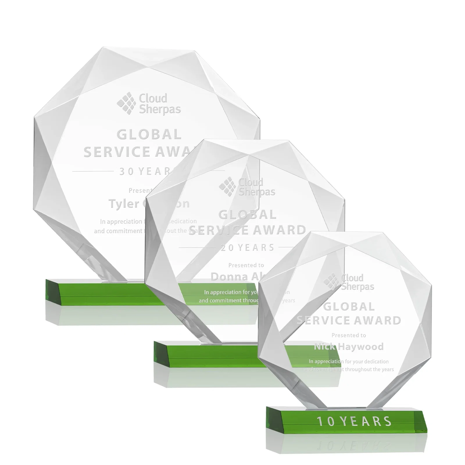 Custom Starfire Crystal Octagon Award on Front-Mitered Base, awards for safety achievement programs