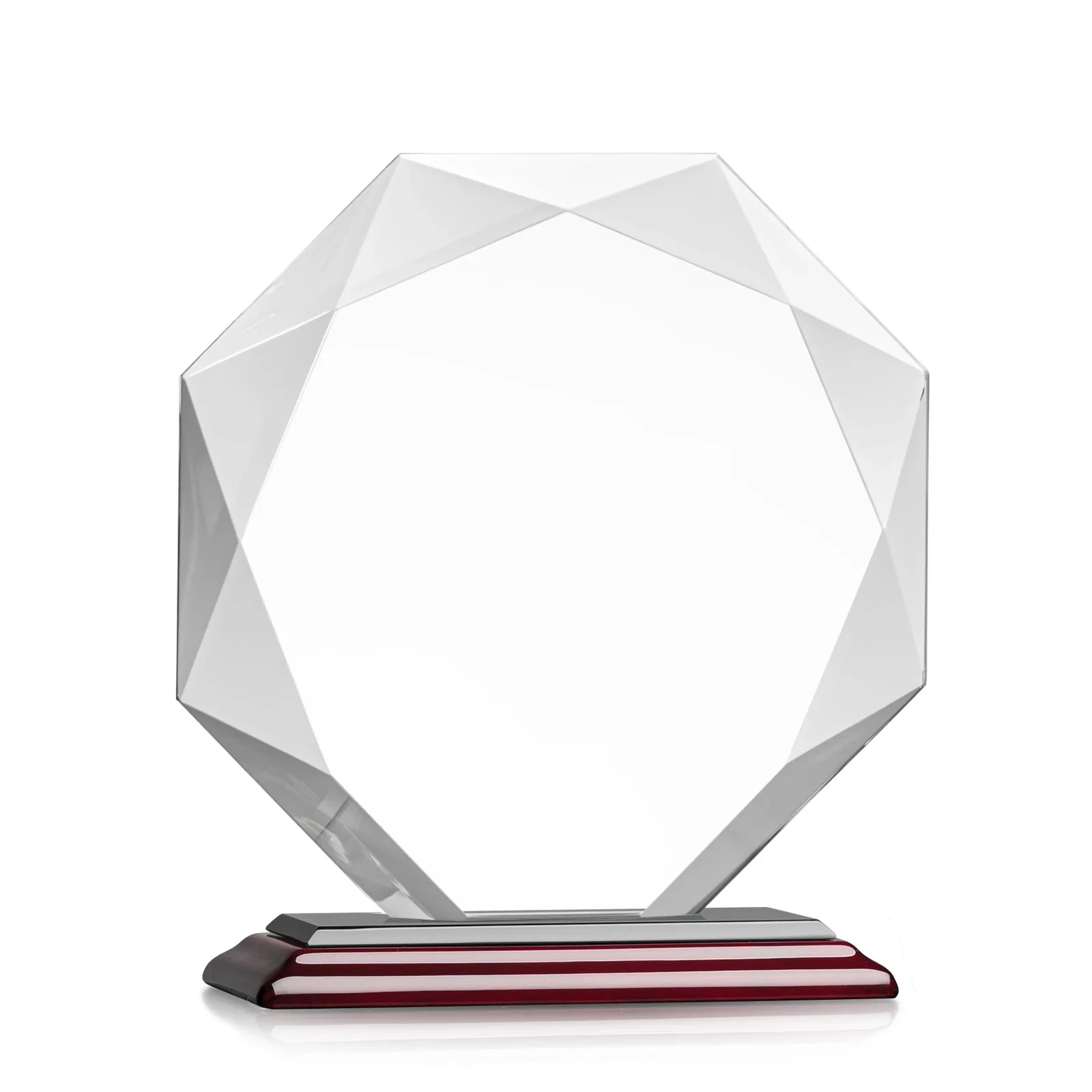 Custom Starfire Crystal Octagon Award with 10 Base Color Choices for volunteer appreciation