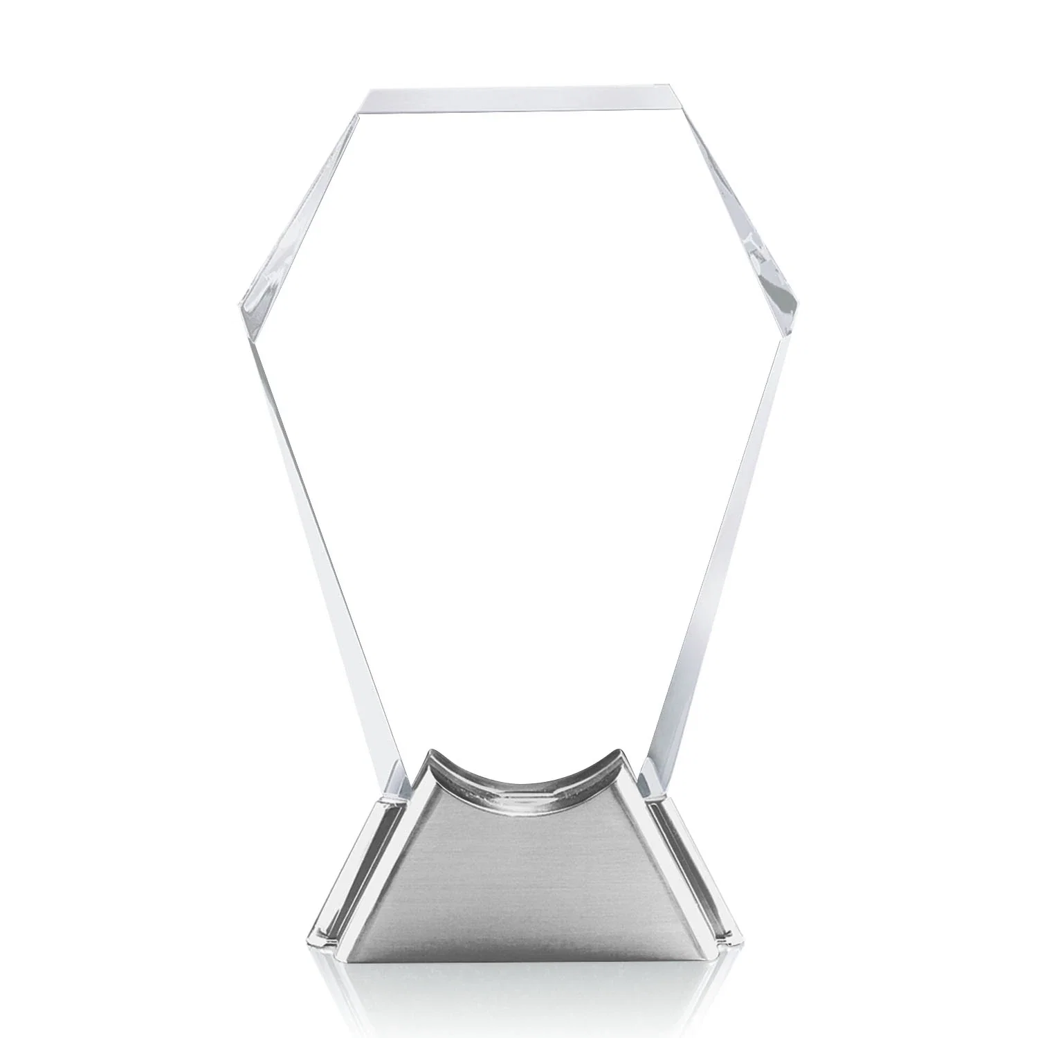 Custom Sculpted Starfire Crystal Award on an Aluminum Base, metal awards for retirement presentations