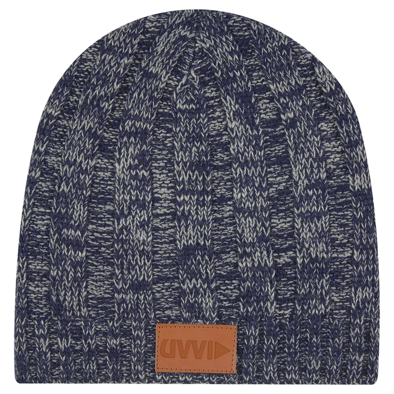 Knit Beanie With Leatherette Patch