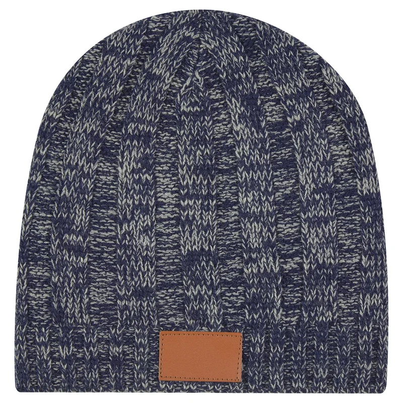 Knit Beanie With Leatherette Patch — view 4