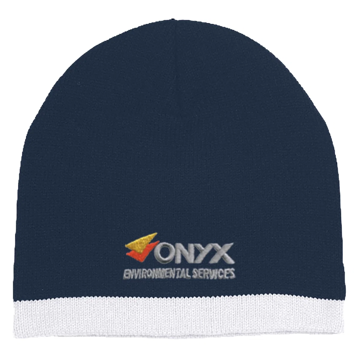 Side angle of the striped winter hat