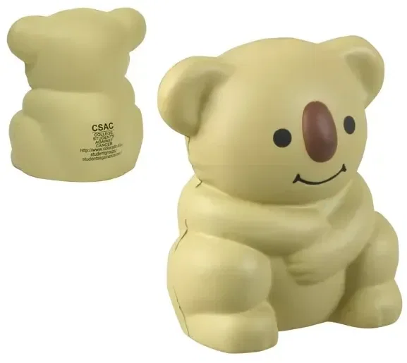 Custom Koala Bear Stress Reliever, branded koala-shaped squeeze toy with clean logo print panel